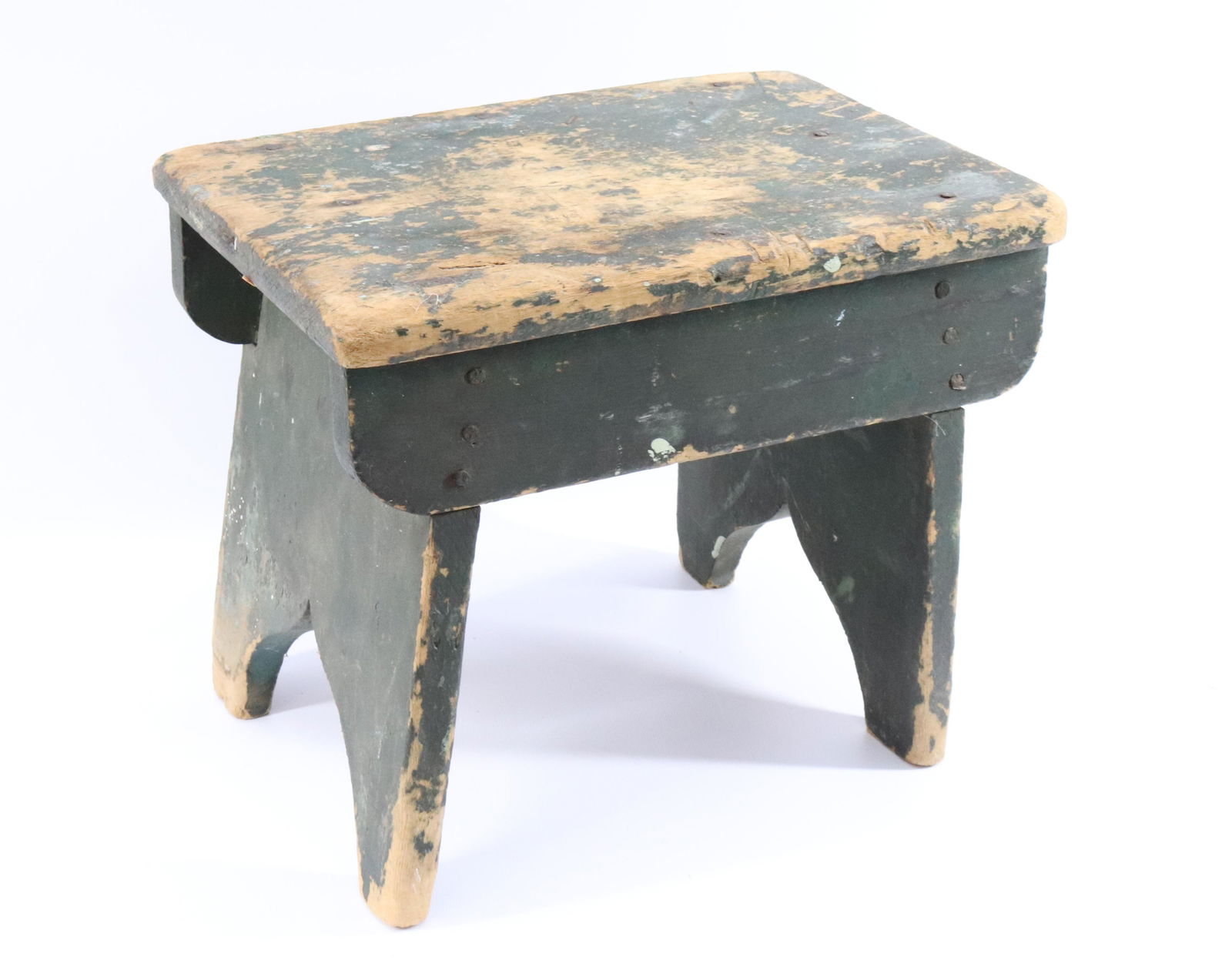 GREEN PAINTED FOOT STOOL (1 of 3)