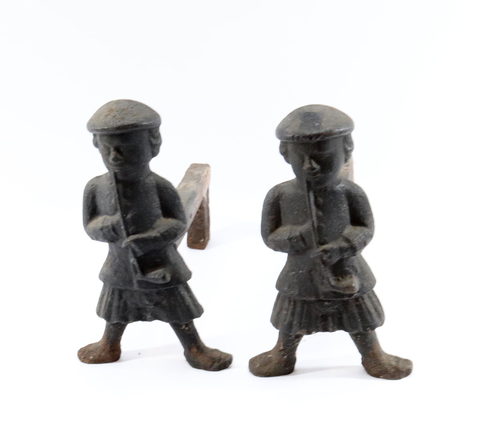 PR. OF PIPE SMOKING ANDIRONS - "SCOTSMAN IN KILTS" (1 of 2)