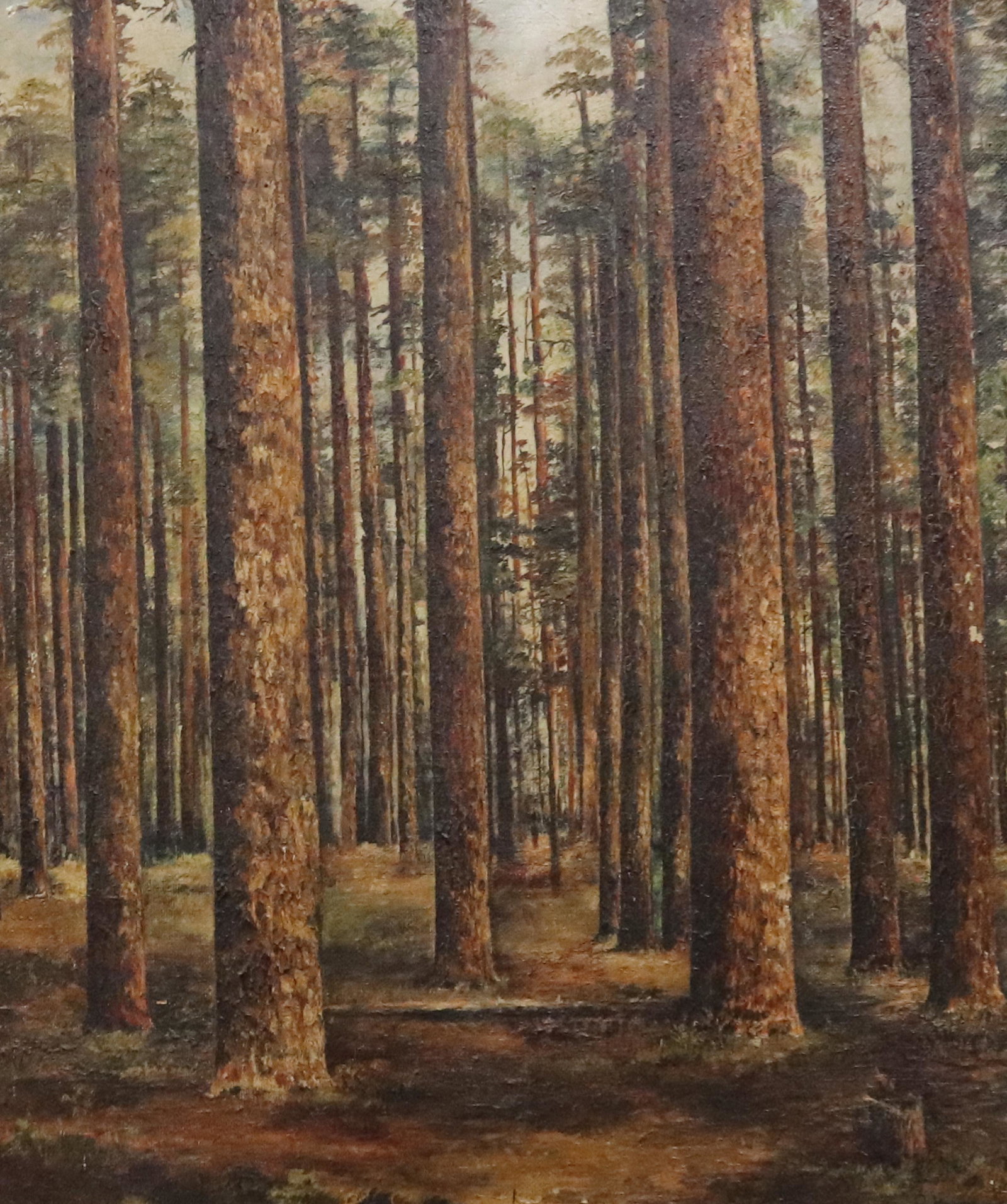 BEULAH WATTS (1872-1941, AMERICAN) OIL ON CANVAS: "EASTERN TEXAS PINES" IN NEWCOMB MACKLIN FRAME SIZE: SIGHT VIEW 24" X 20" PLEASE READ BEFORE BIDDING – PICKUP FOR THIS AUCTION WILL NOT BE UNTIL THE WEEK OF OCTOBER 25TH. PICK-UP WILL BE FROM 9:00AM