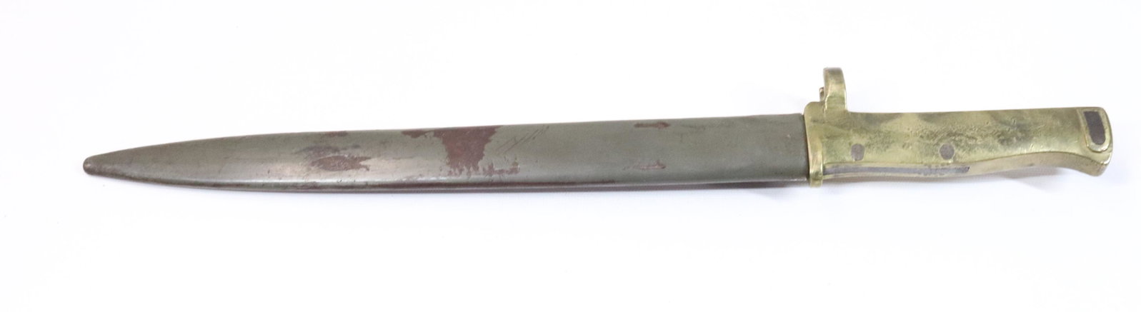 GERMAN WWI BRASS ERSATZ BAYONET: BLADE TOP HAS SMALL "CROWN" PROOF STAMPING SIZE: 18" OVERALL LENGTH