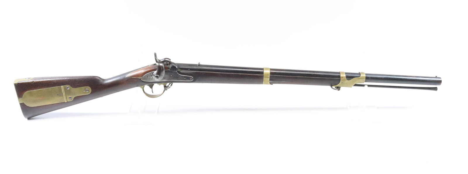 U.S. TYRON MODEL 1848: .54 CAL MADE IN PHILADELPHIA - STOCK HAS CARTOUCHE MARKS - MARKED U.S. ON TOP OF BUTT PLATE SIZE: BARREL 28" - GUN OVERALL 44" REGISTRATION: ANTIQUE OR BLACK POWDER, DOES NOT NEED TO BE REGISTERED