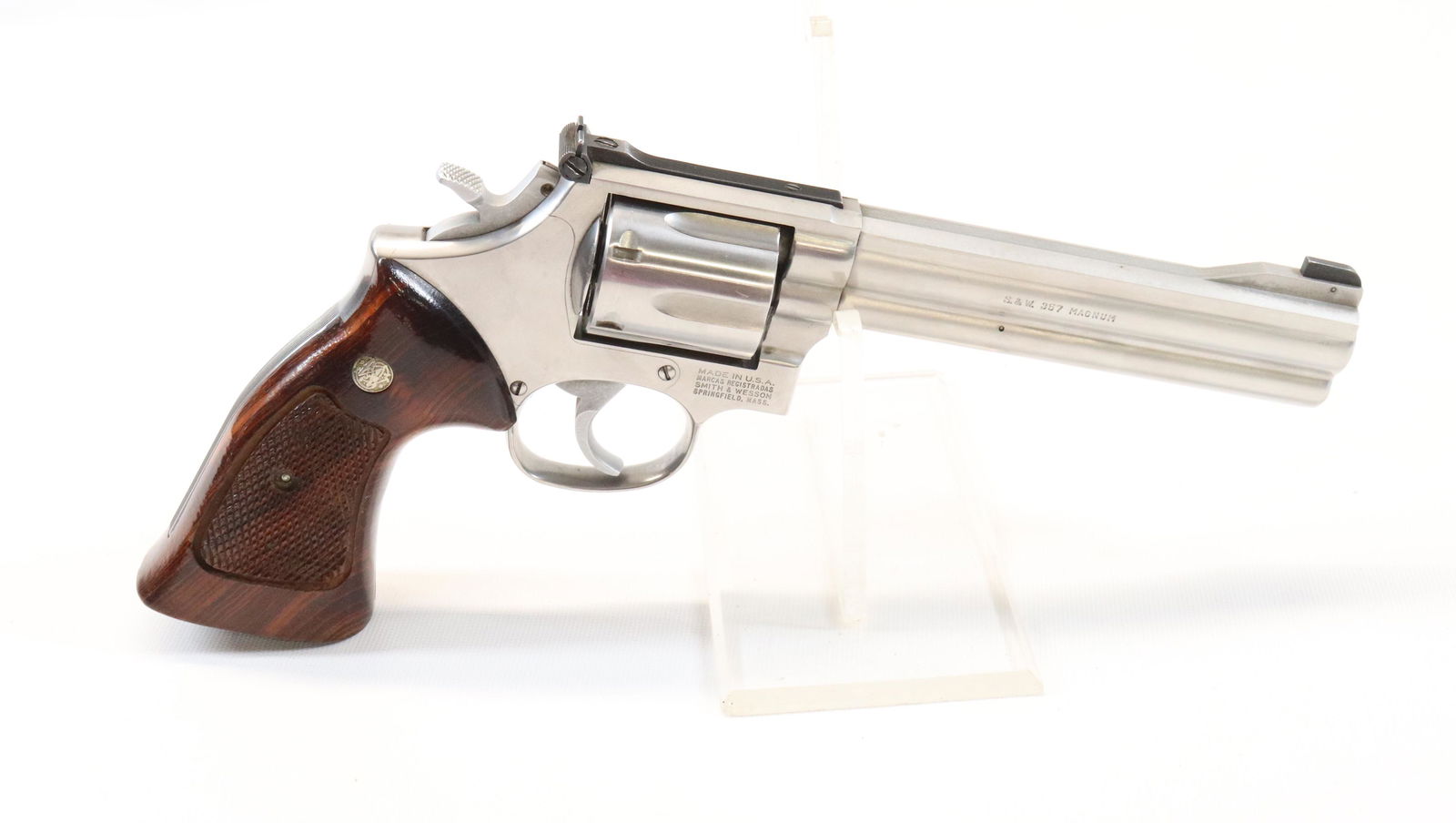 SMITH AND WESSON MODEL 686 IN STAINLESS: .357 S&W MAGNUM - SERIAL# ADY7371 - 5 3/4" BARREL REGISTRATION: THIS FIREARM IS REQUIRED TO BE REGISTERED. WE WILL NEED A COPY OF YOUR FFL OR 3RD PARTY YOU WISH TO USE TO TRANSFER. A $20 REGISTRATION