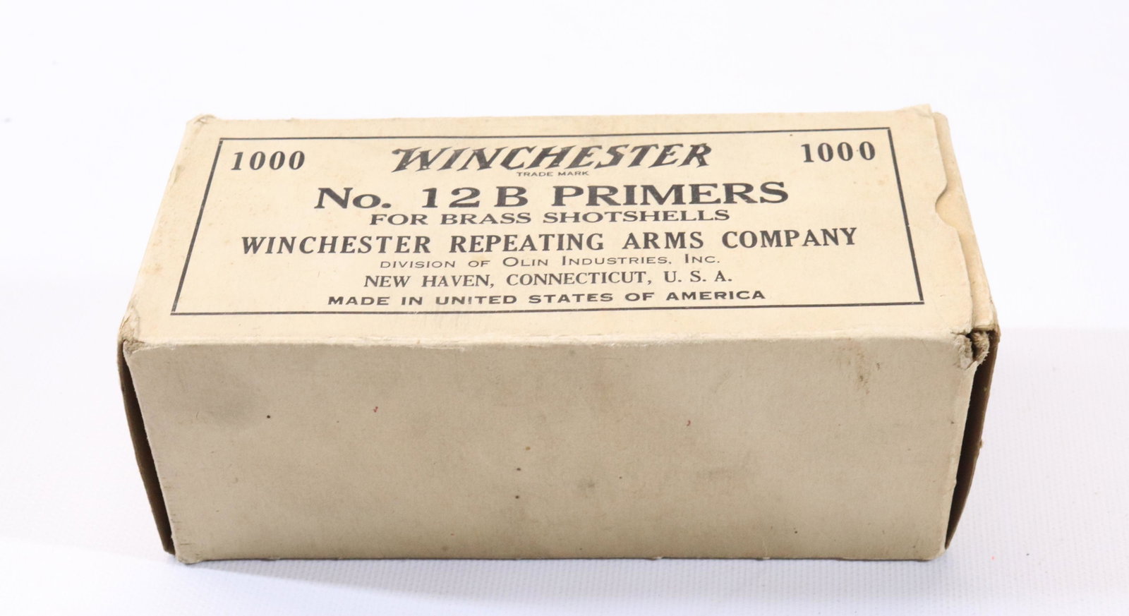 WINCHESTER PRIMERS: BOX OF 1000 - OF WINCHESTER NO. 12B PRIMERS - UNOPENED