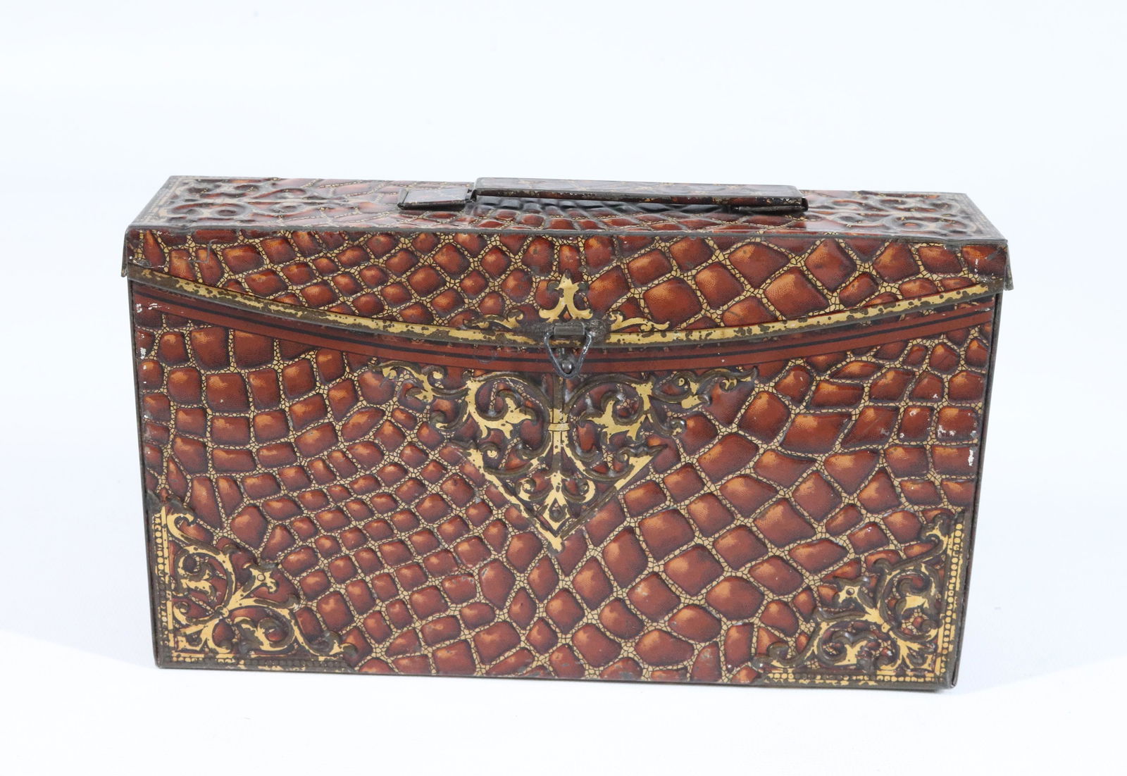 PEEK FREEN & CO. FAUX CROCODILE PURSE BISCUIT TIN (1 of 4)