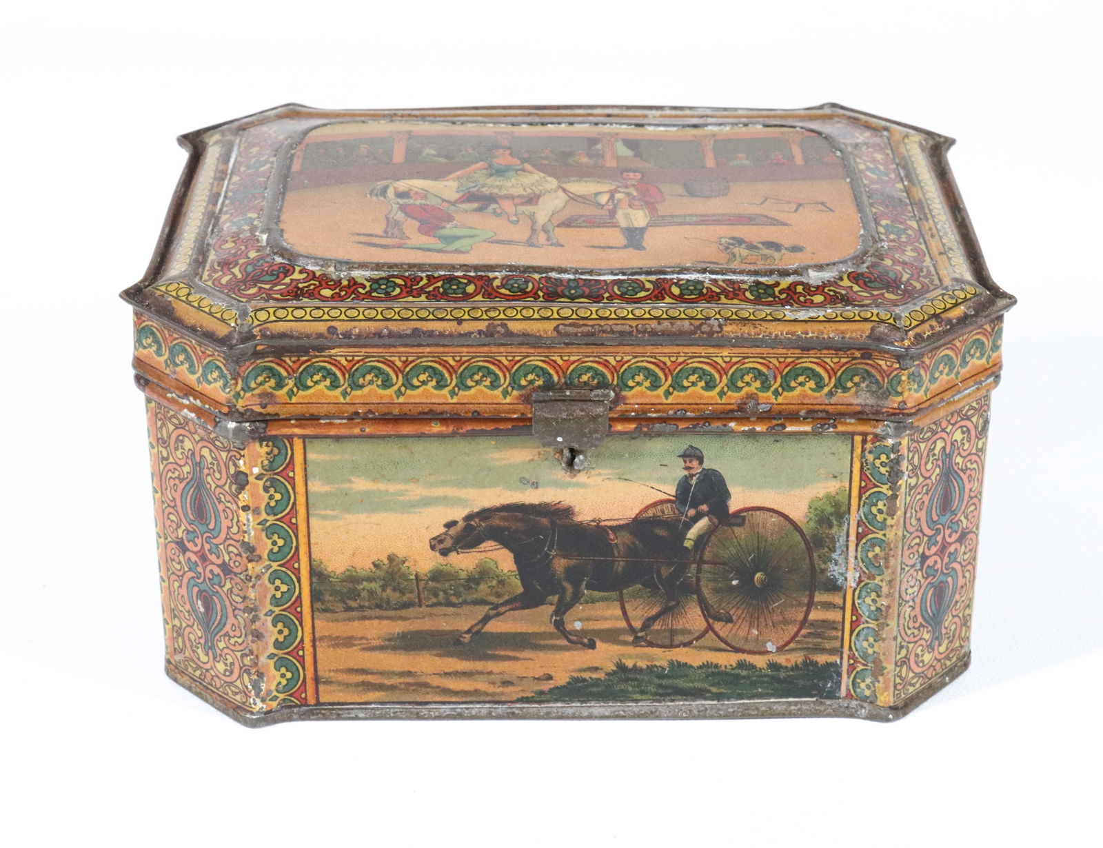 TIN LITHO HORSE THEMED BISCUIT TIN (1 of 7)
