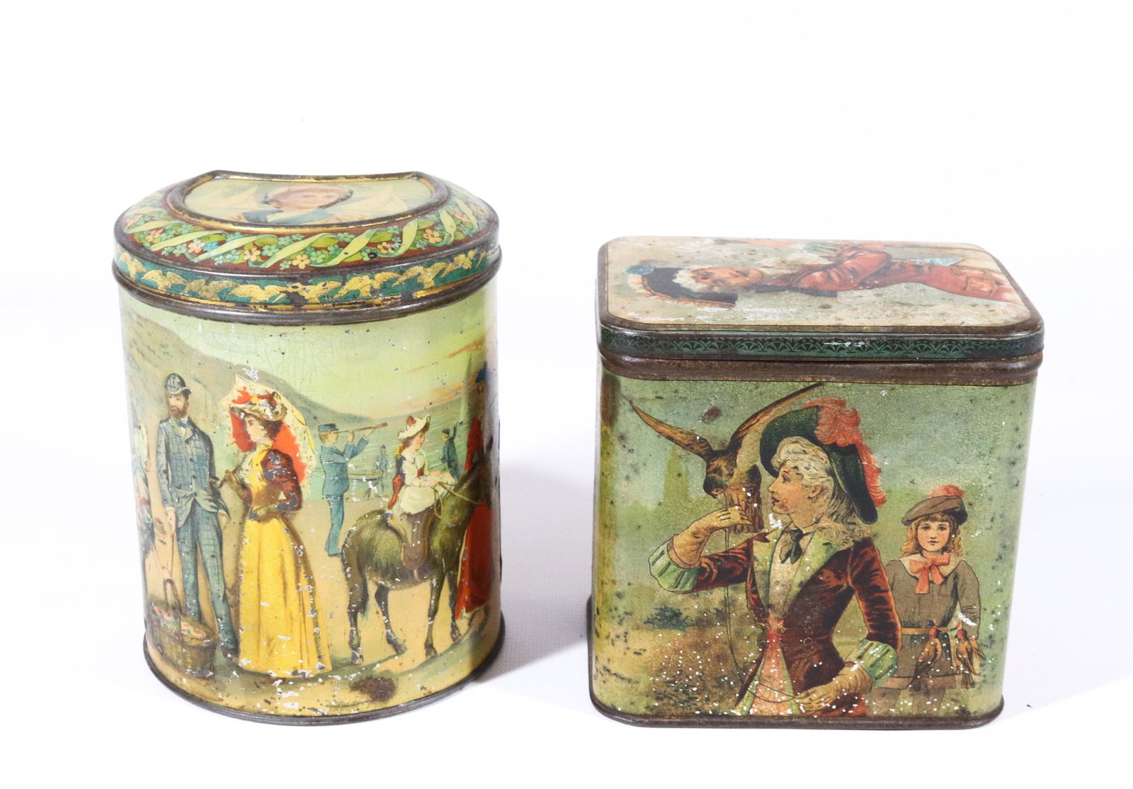 (2) VINTAGE TIN LITHO BISCUIT TINS (1 of 6)