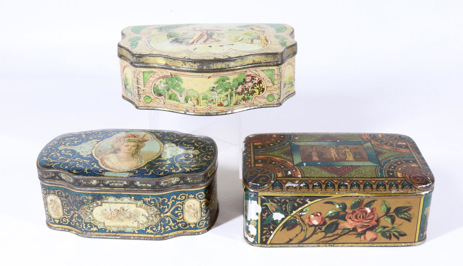 (3) VINTAGE TIN LITHO BISCUIT TINS (1 of 6)