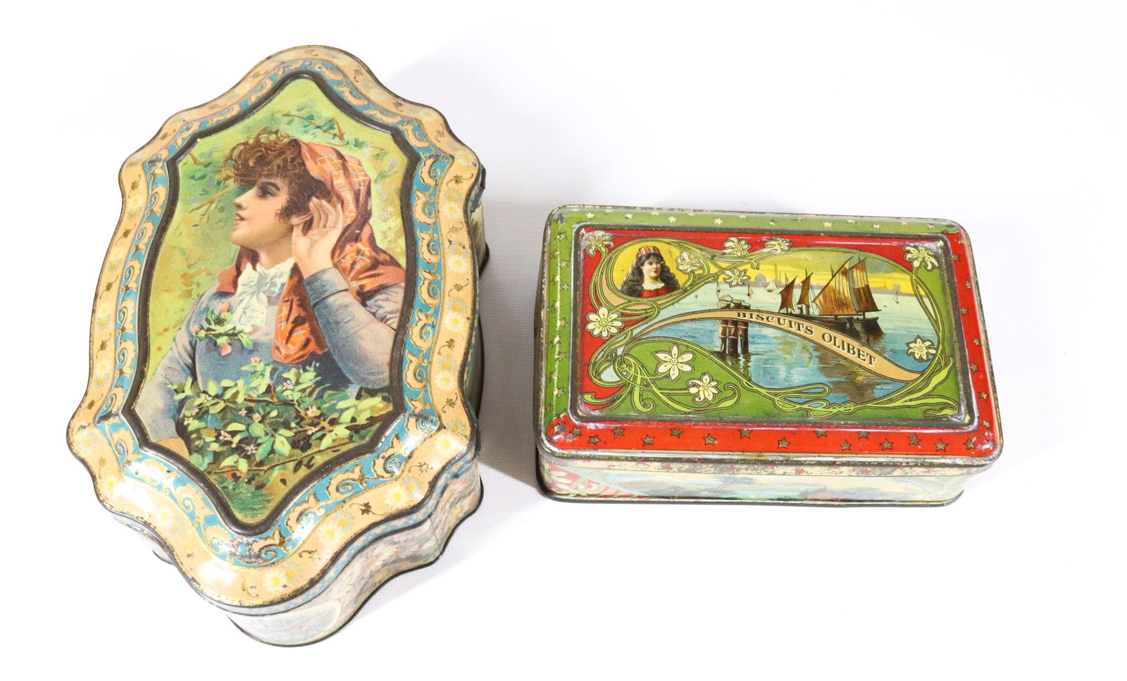 (2) VINTAGE TIN LITHO BISCUIT TINS (1 of 7)