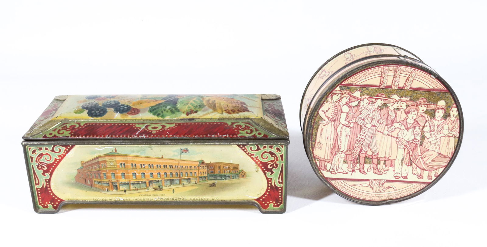 (2) VINTAGE TIN LITHO BISCUIT TINS (1 of 3)
