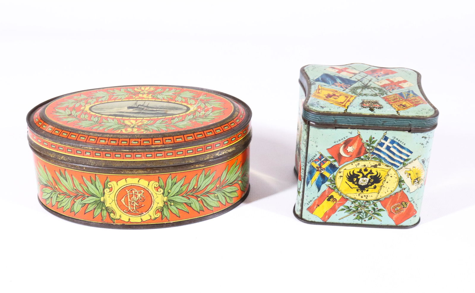 (2) VINTAGE TIN LITHO BISCUIT TINS (1 of 5)