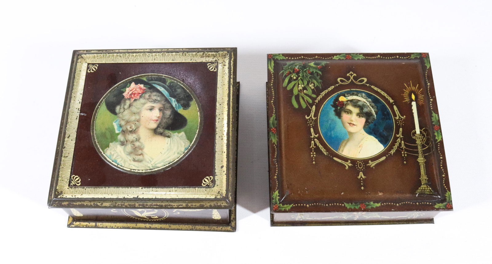 (2) VINTAGE TIN LITHO BISCUIT TINS (1 of 4)