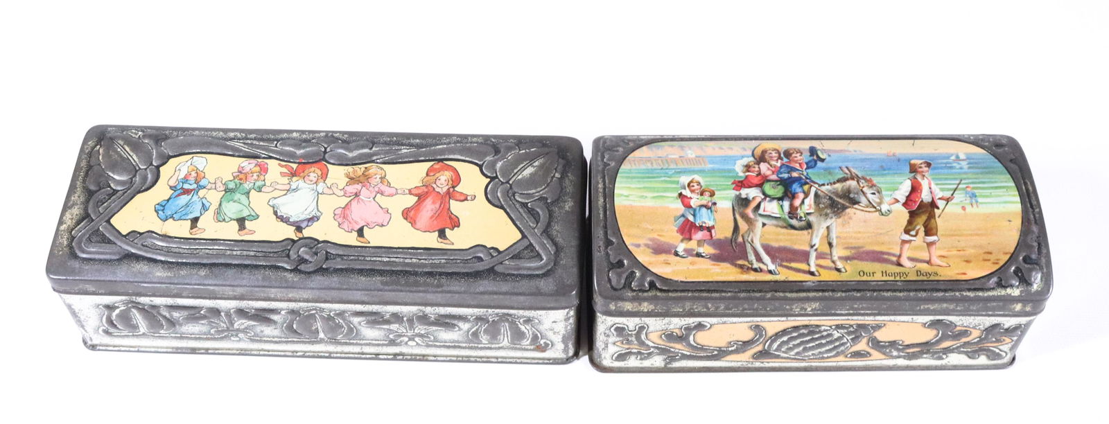 (2) VINTAGE TIN LITHO BISCUIT TINS (1 of 5)