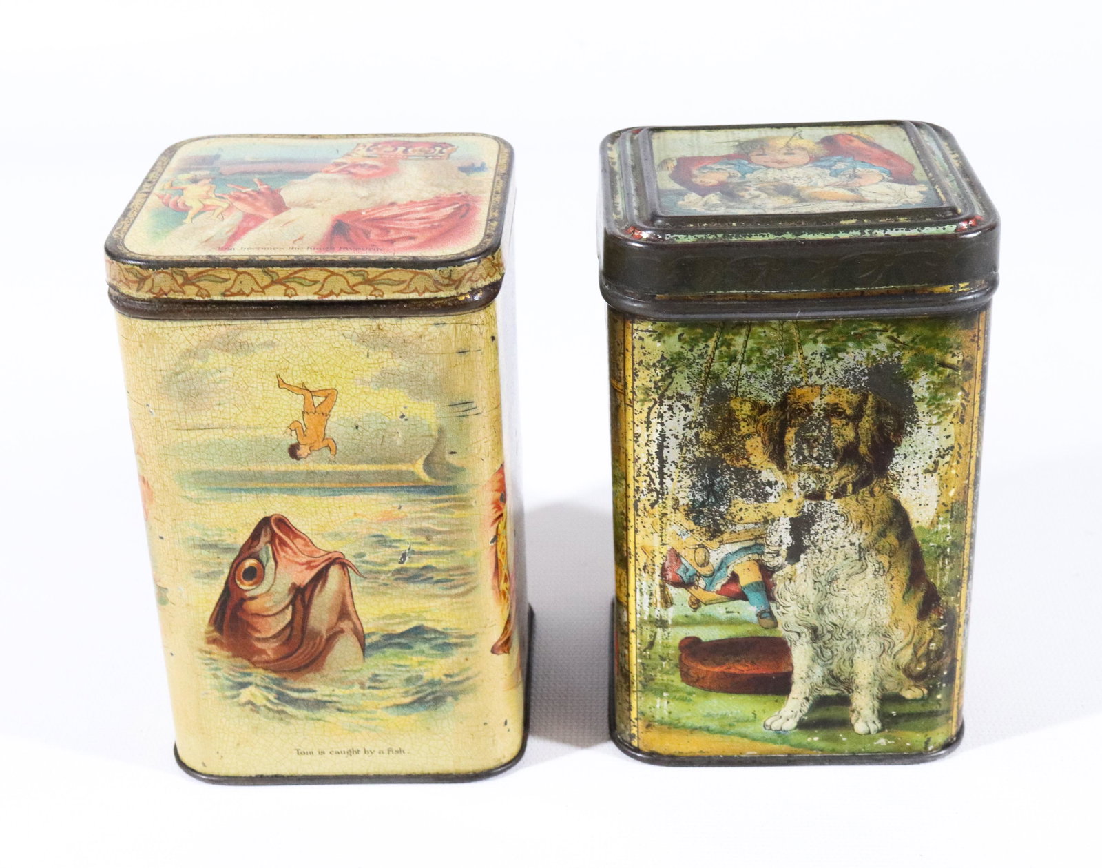 (2) VINTAGE TIN LITHO BISCUIT TINS (1 of 5)