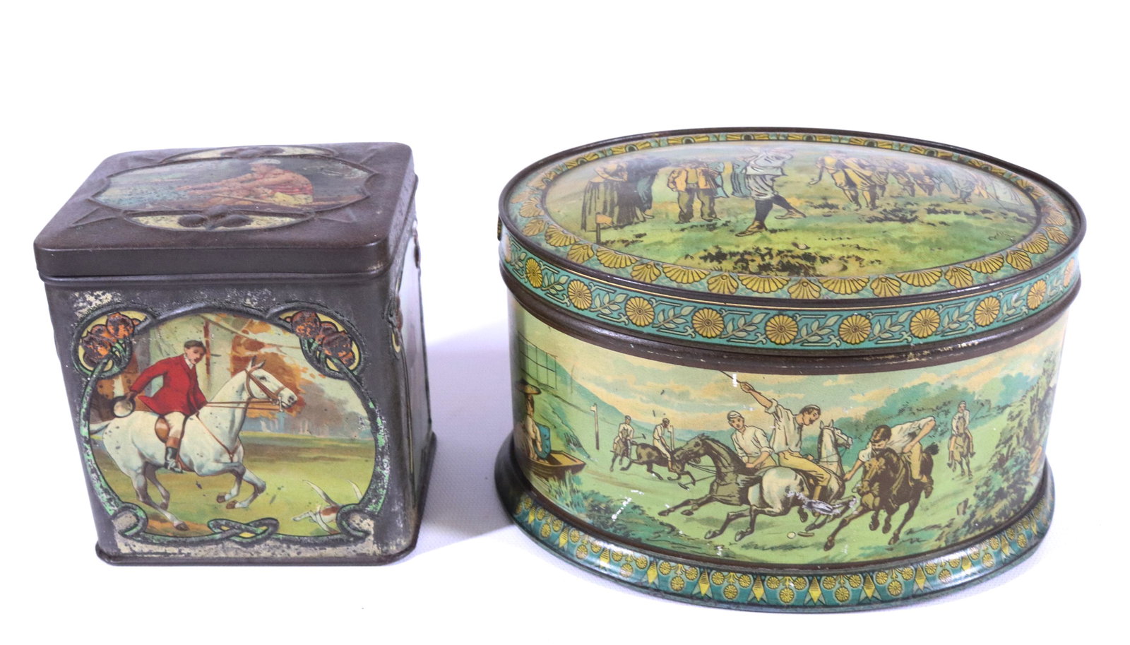 (2) VINTAGE TIN LITHO BISCUIT TINS (1 of 6)