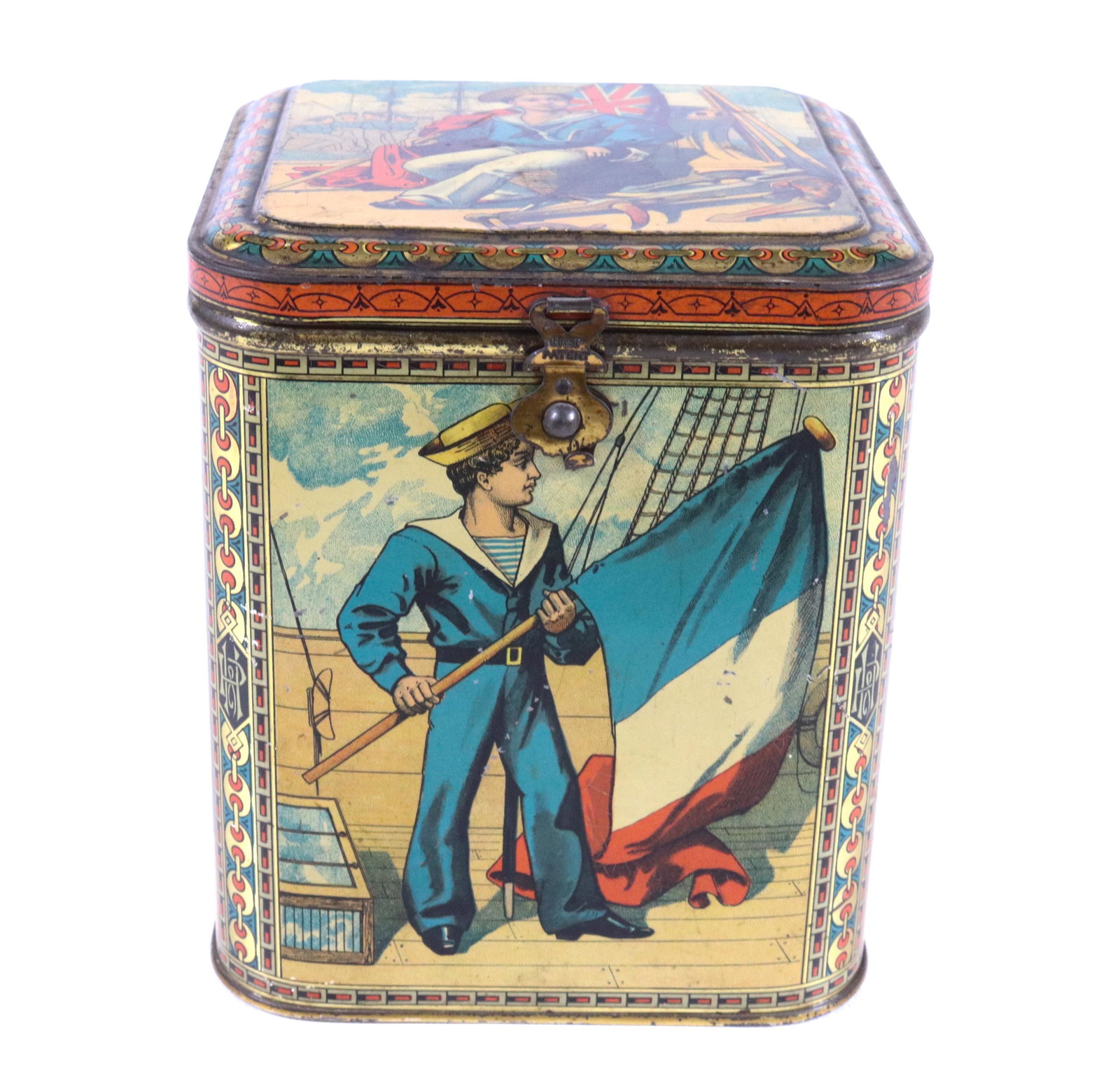 HUNTLEY & PALMERS TIN LITHO BISCUIT TIN (1 of 5)