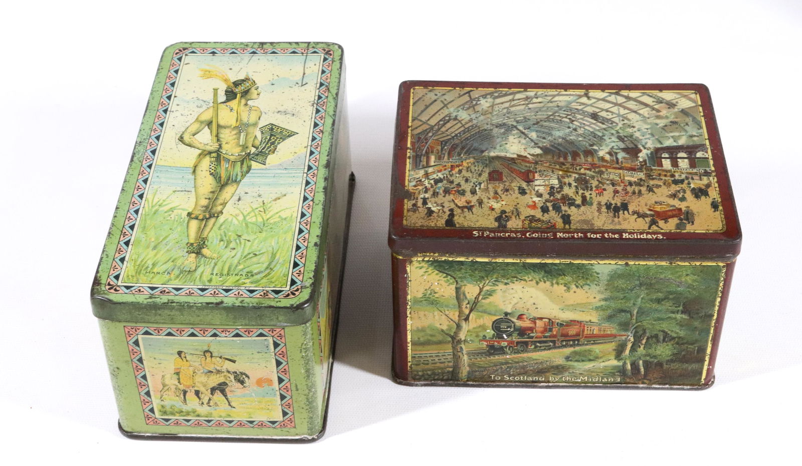 (2) VINTAGE TIN LITHO BISCUIT TINS (1 of 6)