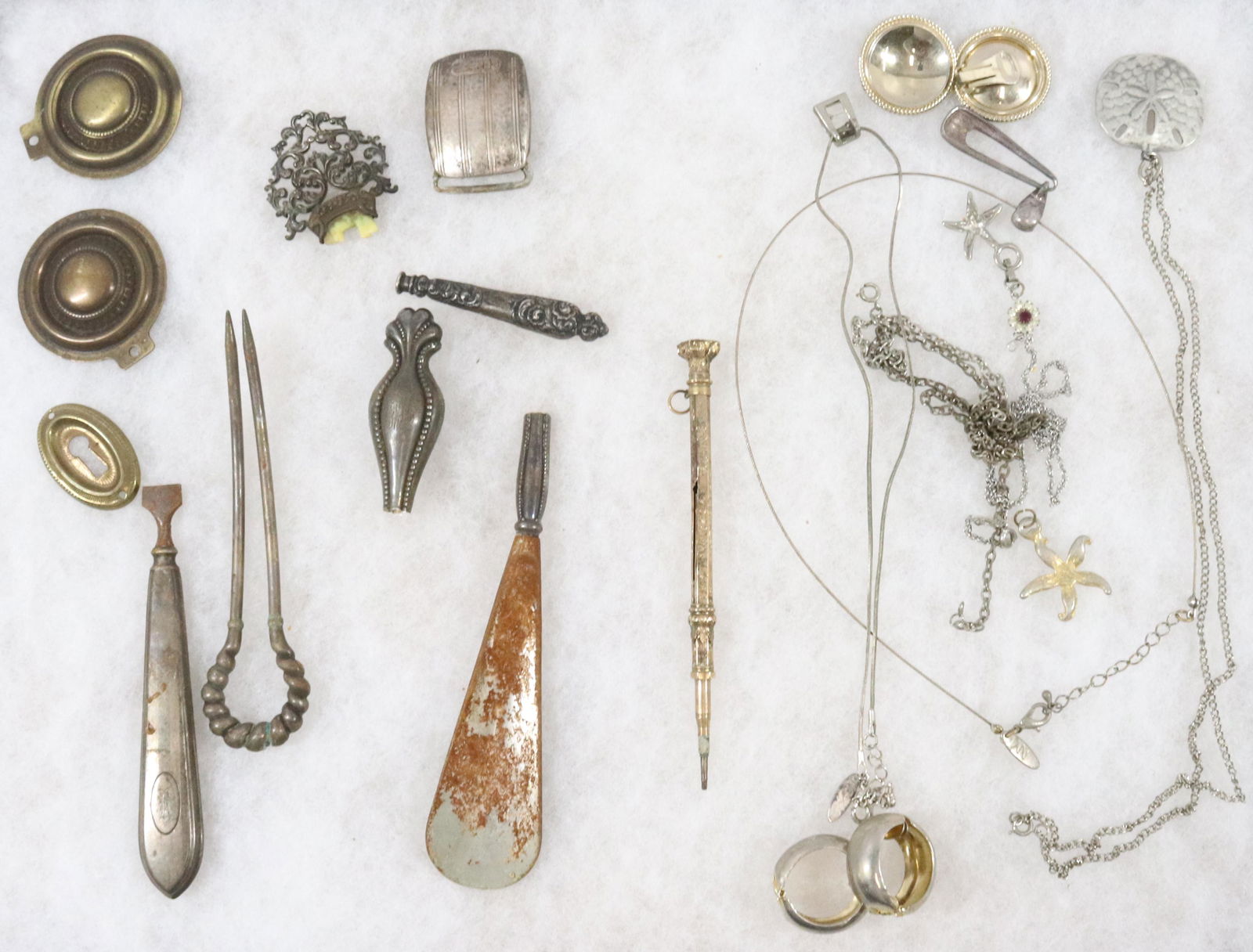 GROUP LOT OF STERLING SILVER, SILVERPLATE AND BRASS (1 of 1)