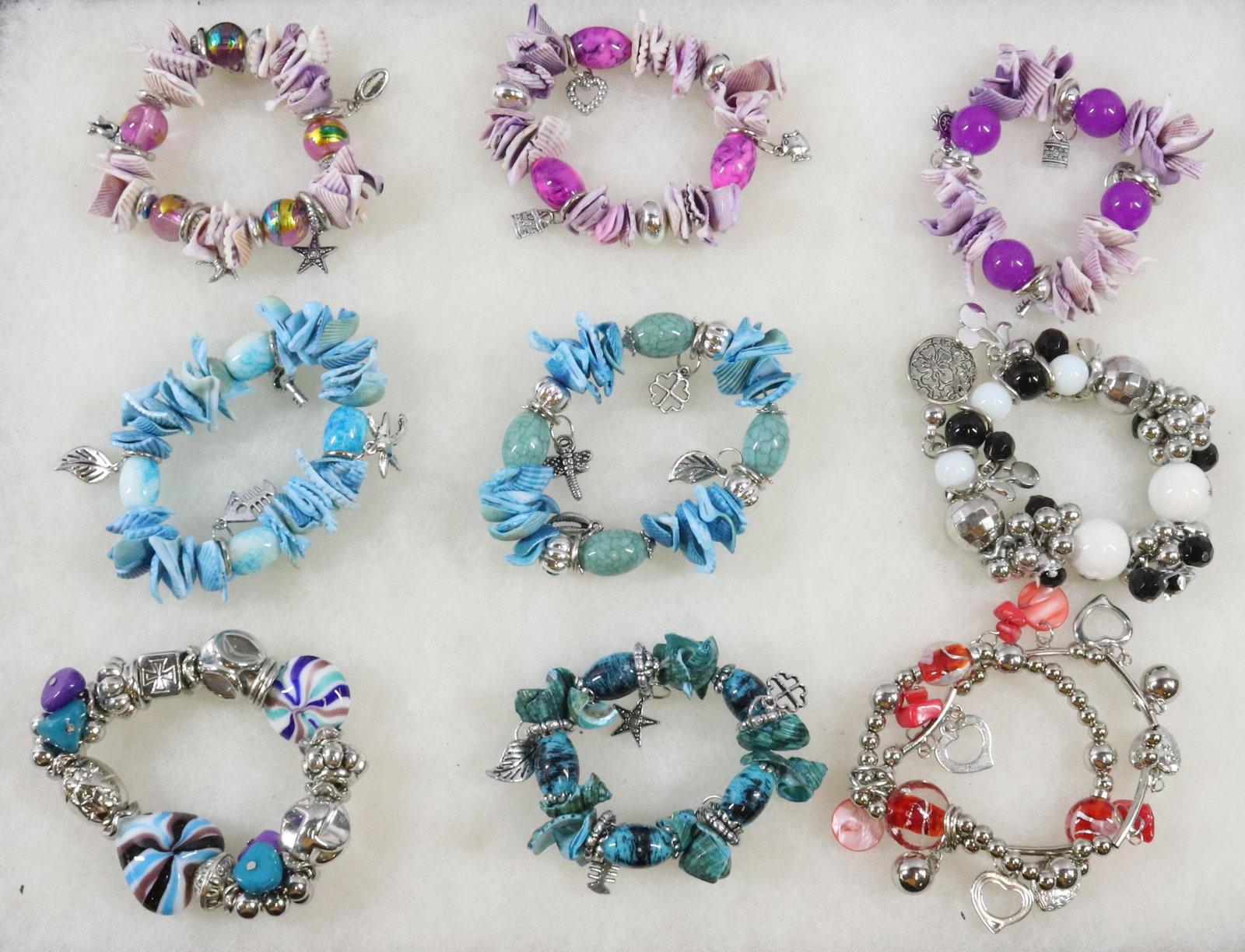LOT OF COSTUME JEWELRY BRACELETS: (9) EXPANDABLE BRACELETS Terms: Hartzell's Auction Gallery will handle most of the shipping in-house. WE do reserve the right to not ship some large items, larger lots of glassware, Furniture, or othe