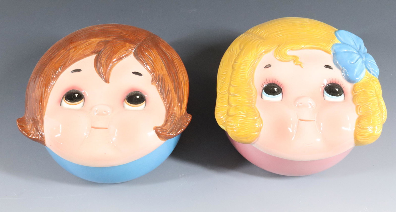DOLLY DINGLE AND BILLY BUMPS COVERED DISHES: HOUSE OF GLOBAL ART 1982 Dimensions: 6" D Terms: Hartzell's Auction Gallery will handle most of the shipping in-house. WE do reserve the right to not ship some large items, larger lots of glassware, F