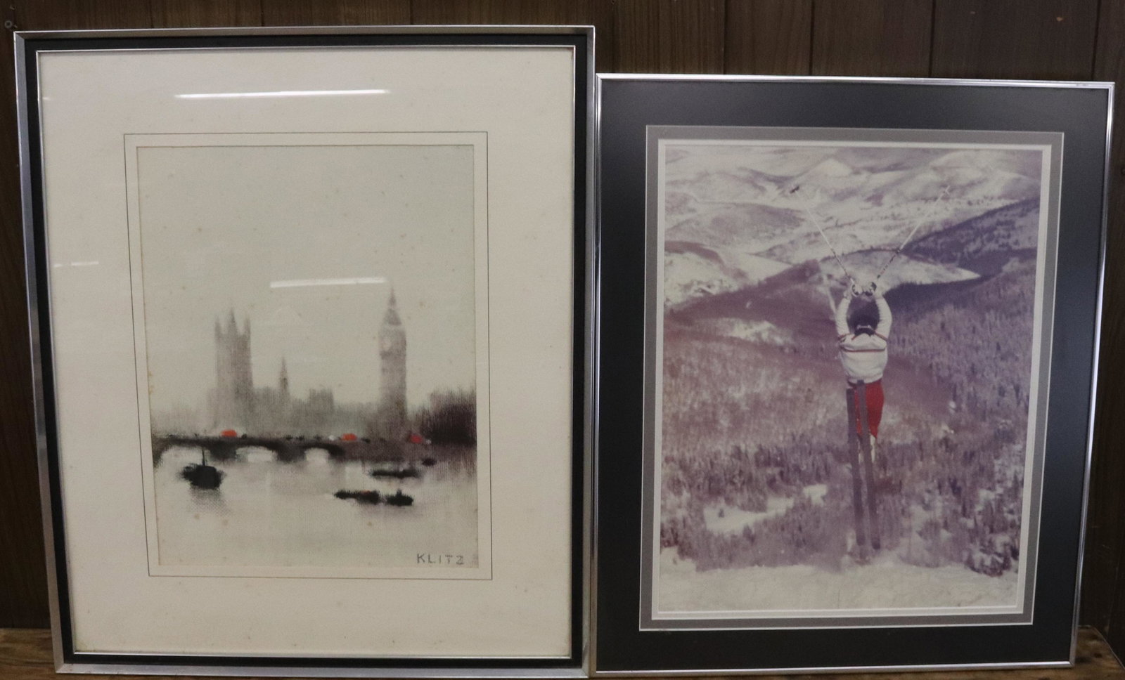 VINTAGE SKIING PHOTOGRAPH AND KLITZ PRINT (1 of 4)