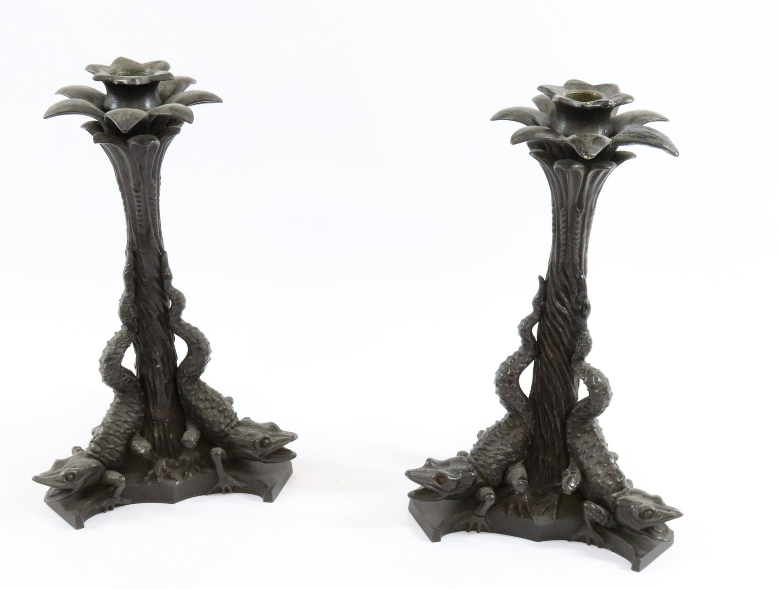 PAIR OF CAST IRON CANDLESTICKS (1 of 3)