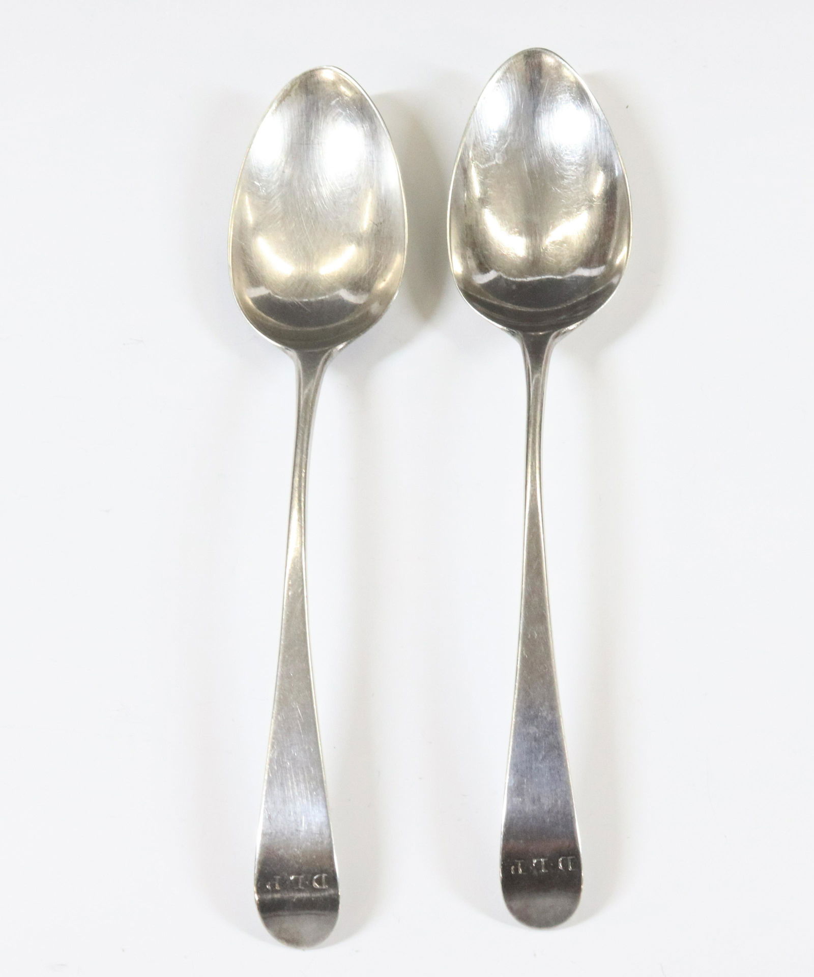 HESTER BATEMAN SPOONS: (2) LONDON DATE MARK 1828 MONOGRAM TOTAL WEIGHT 3.1 OZT DIMENSIONS: 8" TERMS: Hartzell's Auction Gallery will handle most of the shipping in-house. WE do reserve the right to not ship some large items