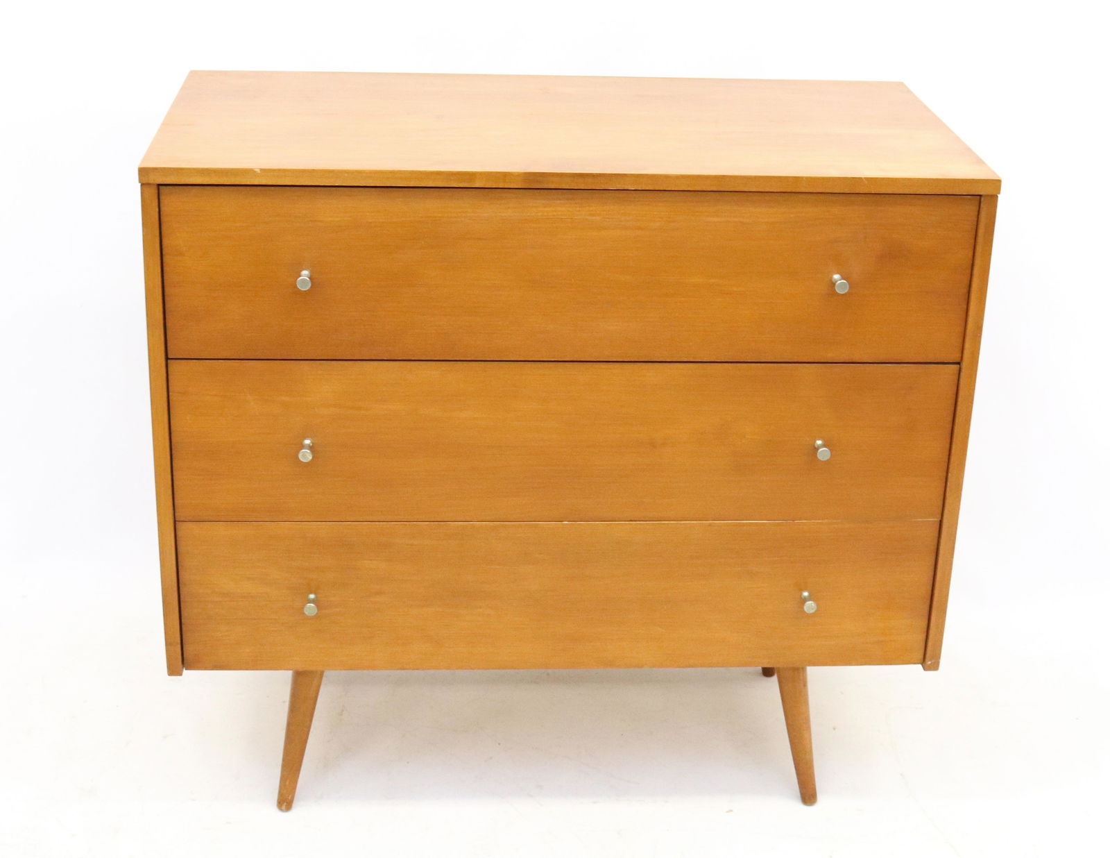 PAUL MCCOBB PLANNER GROUP CHEST OF DRAWERS: THREE DRAWER BIRCH CHEST. MRKD PAUL MCCOBB, PLANNER GROUP, WINCHENDON FURNITURE. DIMENSIONS: 33" X 36" X 18" TERMS: Hartzell's Auction Gallery will handle most of the shipping in-house. WE do reserve