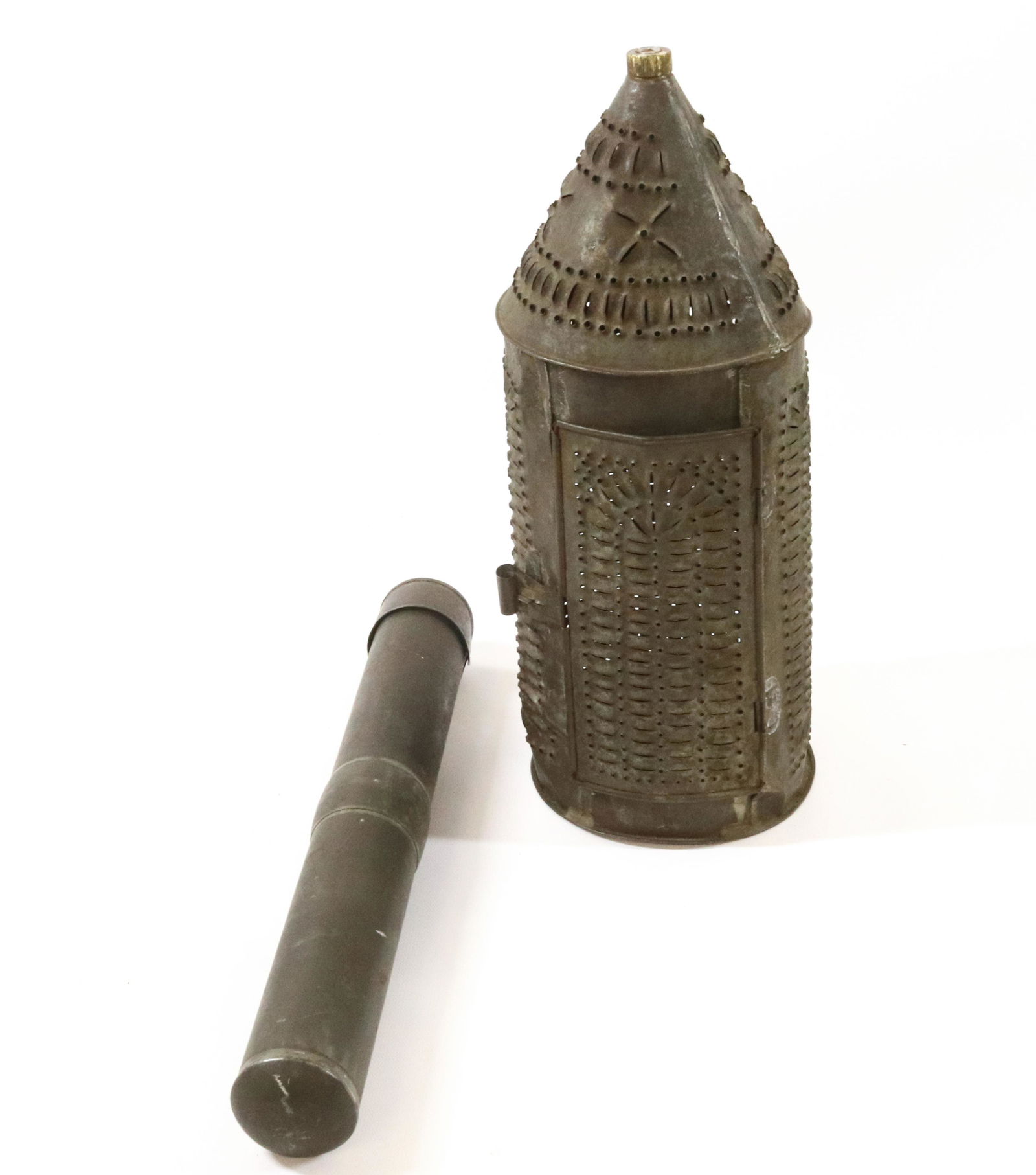 Punched Tin Lantern And Map Tube