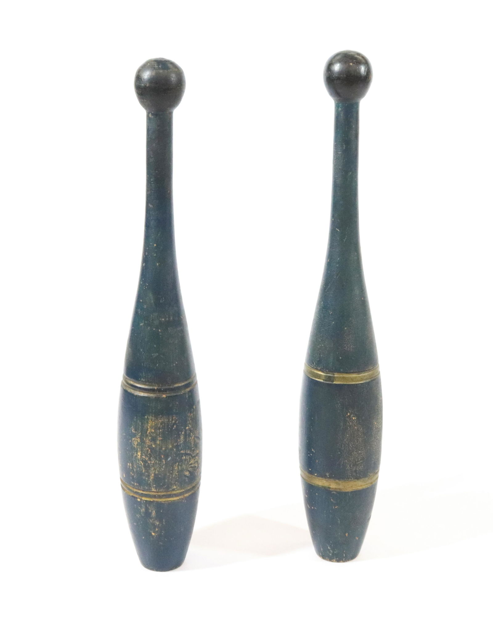 PAIR OF PAINT DECORATED INDIAN CLUBS (1 of 3)