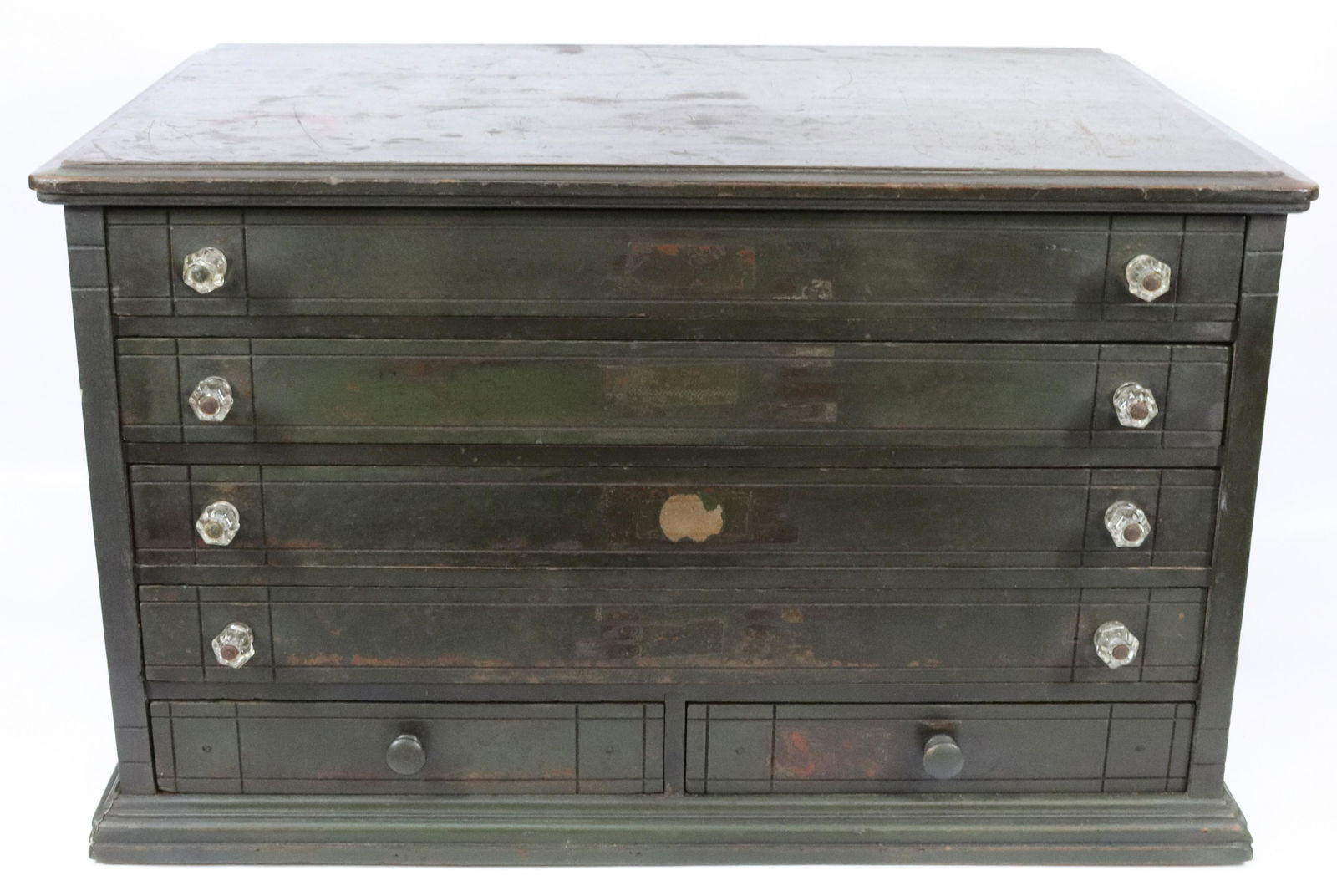 ANTIQUE SIX-DRAWER PAINTED SPOOL CABINET (1 of 7)