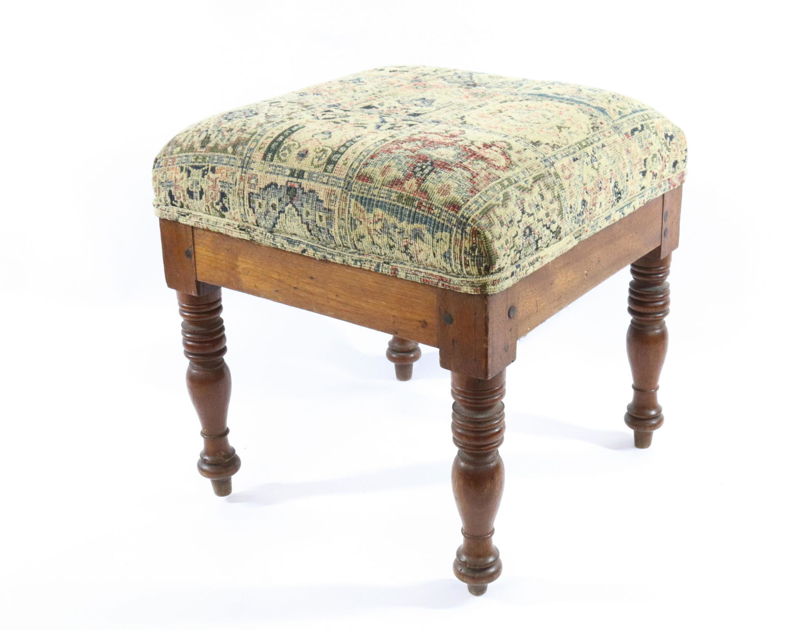 19TH C. UPHOLSTERED FOOTSTOOL (1 of 3)