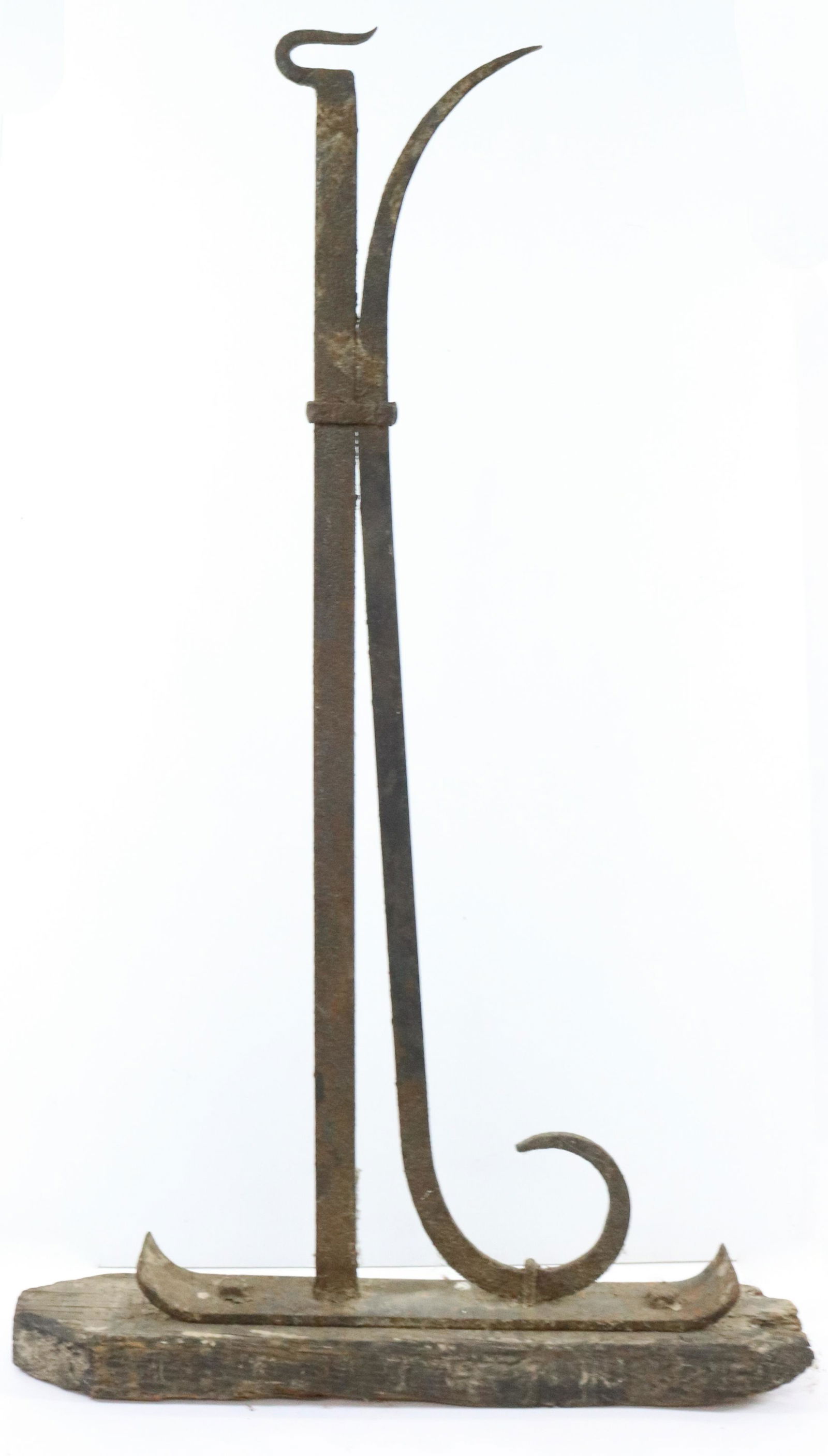 EARLY WROUGHT IRON FIREPLACE CRANE (1 of 3)