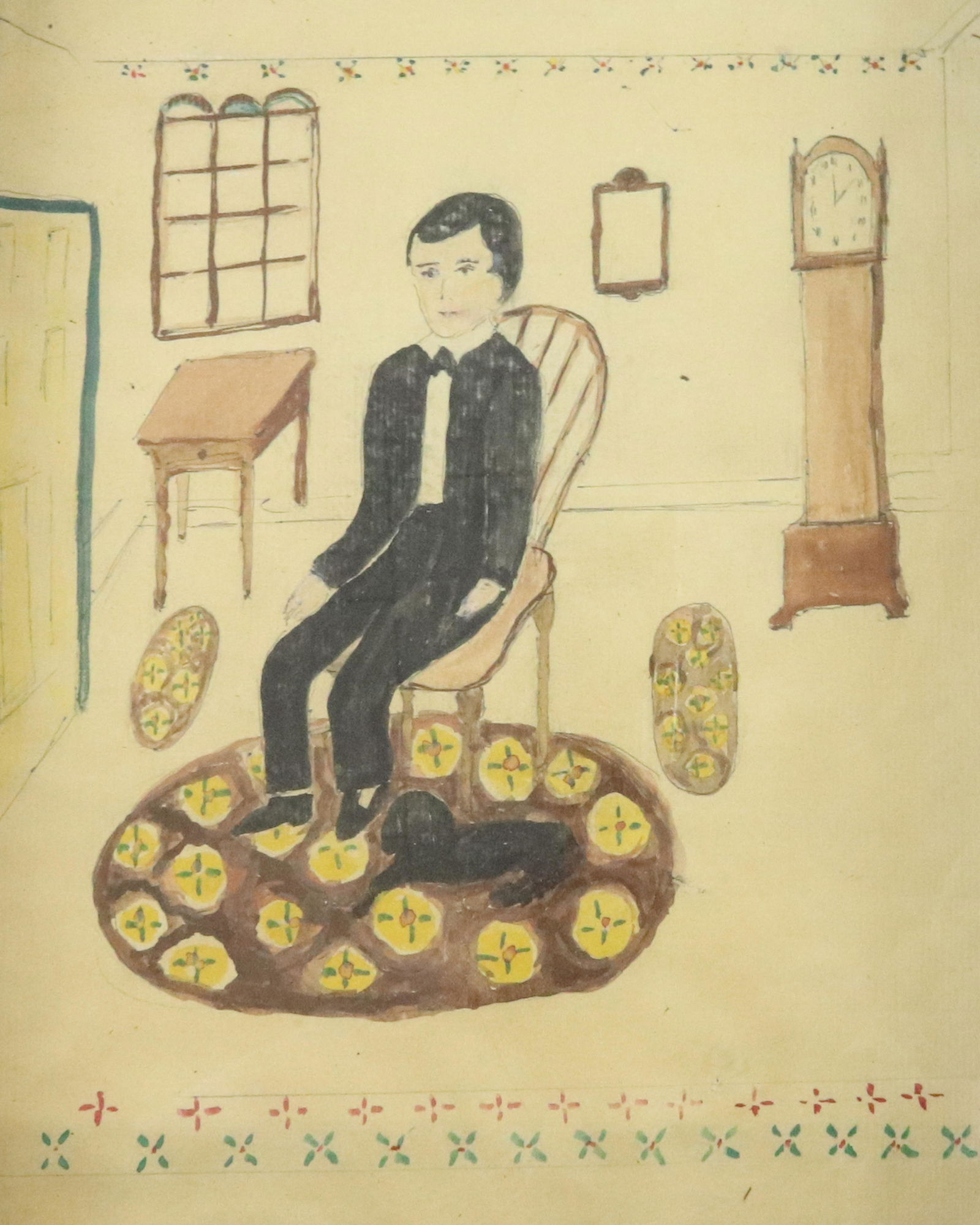 ANTIQUE WATERCOLOR OF YOUNG BOY (1 of 4)