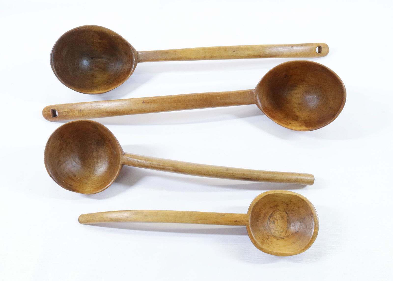 (4) WOODEN DIPPERS OR LADLES (1 of 2)