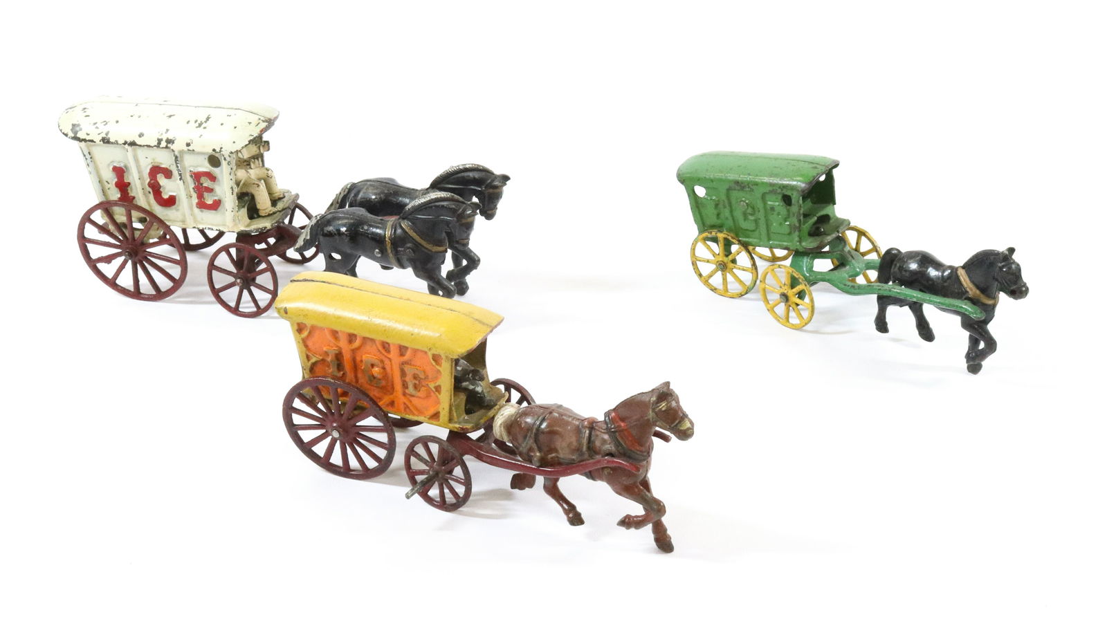 ANTIQUE CAST IRON ICE WAGON LOT (1 of 4)