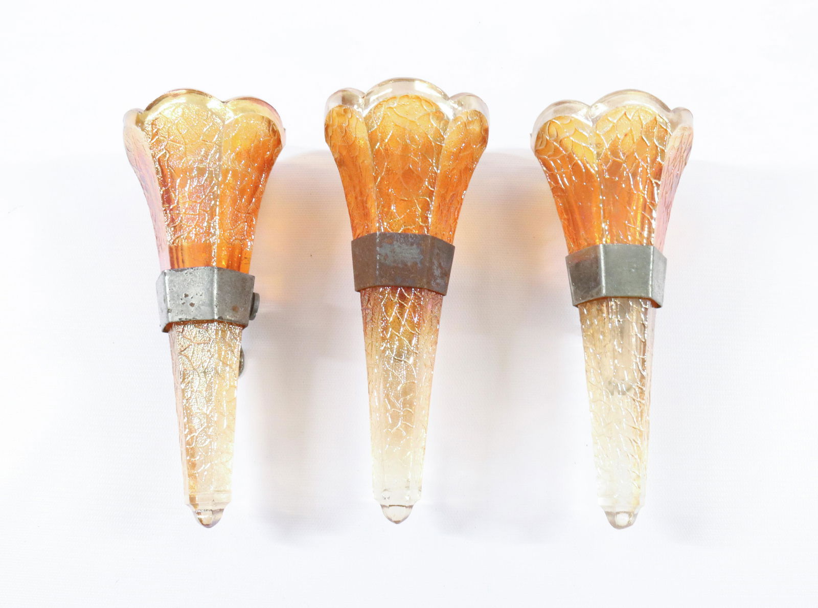 (3) CARNIVAL GLASS AUTO VASES (1 of 2)