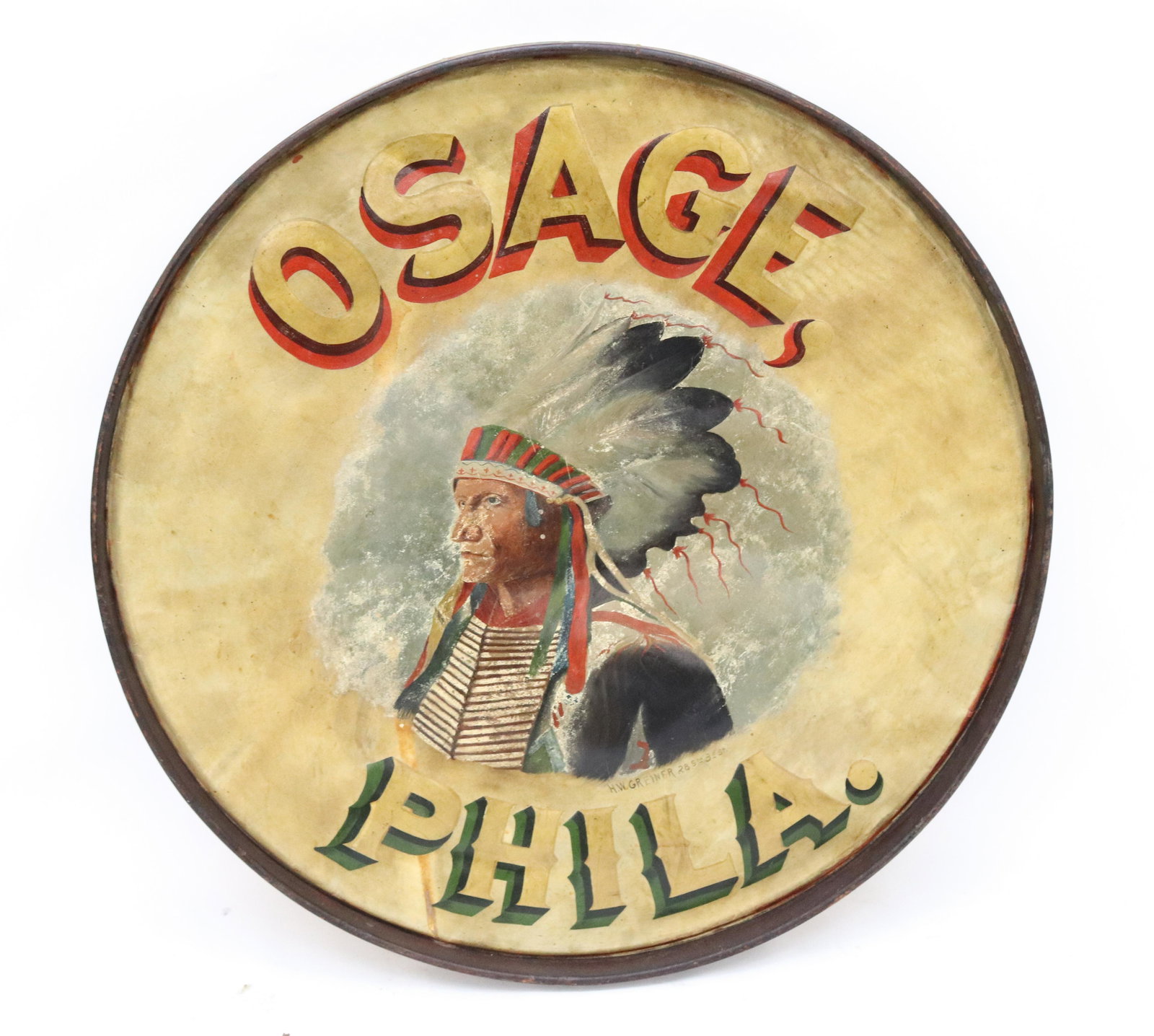 FOLK ART PAINTED DRUM HEAD (1 of 5)