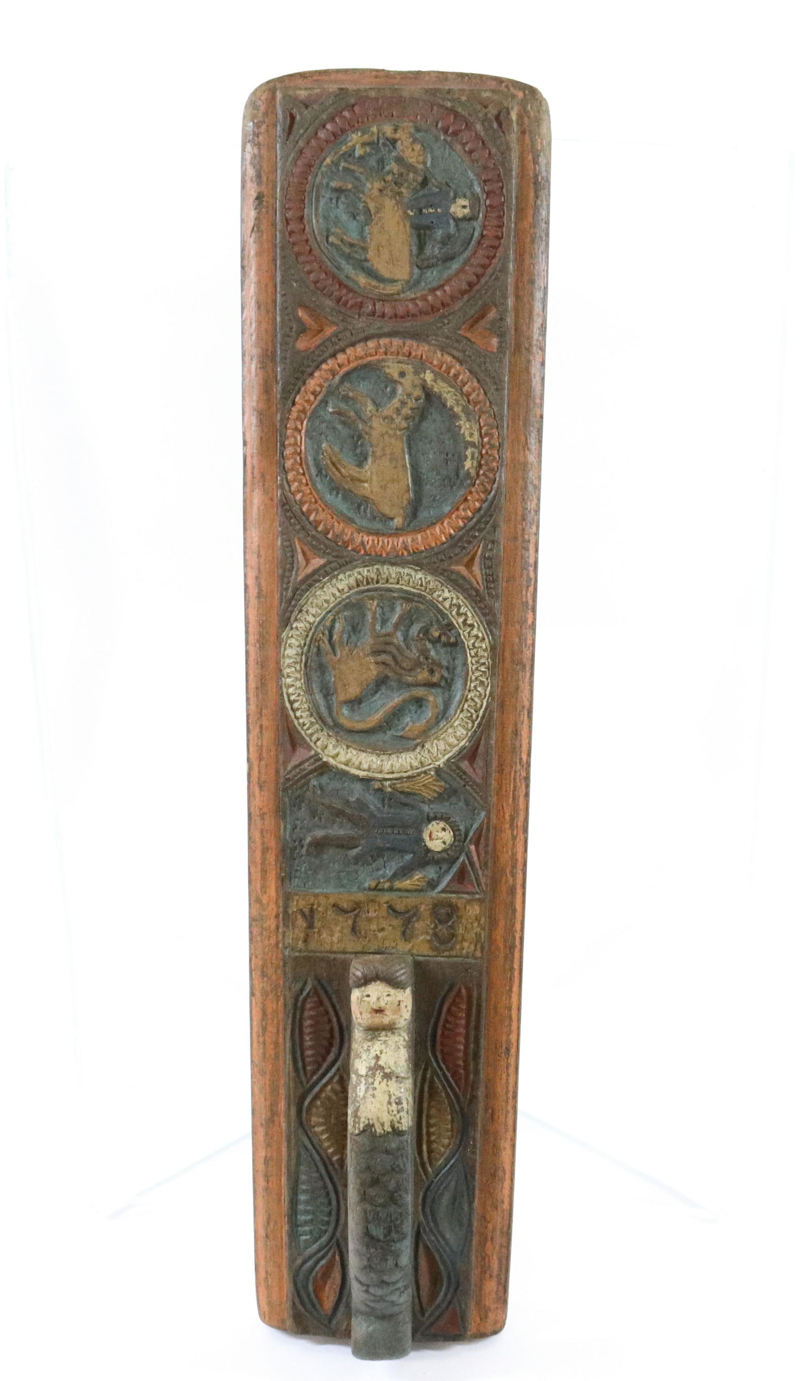 18TH CENTURY CARVED EUROPEAN MANGLE BOARD (1 of 6)