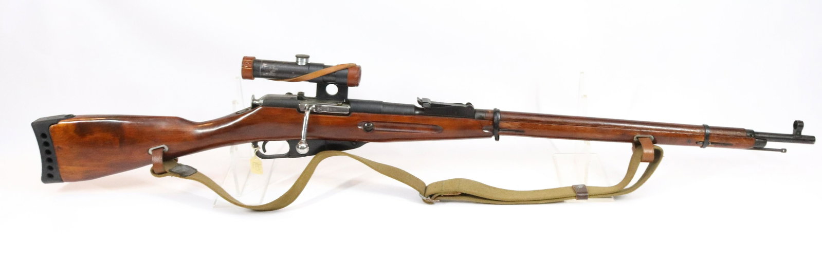 RUSSIAN WWII SNIPER RIFLE M91/30: 7.62 X54R, SERIAL# B151522 - MOSIN NAGANT TYPE SNIPER RIFLE WITH SIDE MOUNTED SCOPE - GUN HAS BARREL PROOF MARKS AND STOCK CARTOUCHES, MARKED 1942 - THIS GUN REQUIRES REGISTRATION Size: 29" BARREL Ter