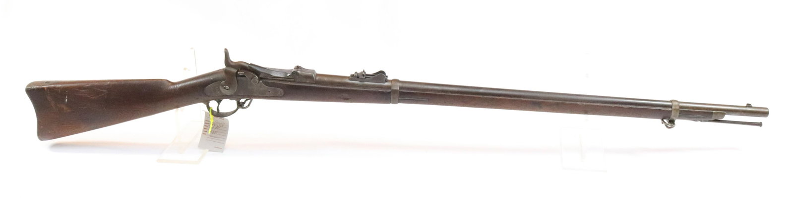 SPRINGFIELD MODEL 1878 TRAPDOOR: 45-70, SERIAL# 256283 - WITH CARTOUCH ON STOCK Size: 32" BARREL Terms: Hartzell’s Auction Gallery will handle all Background Checks On-Site. Sunday April 3rd from 9:00am till 2:00pm or Monday Ap