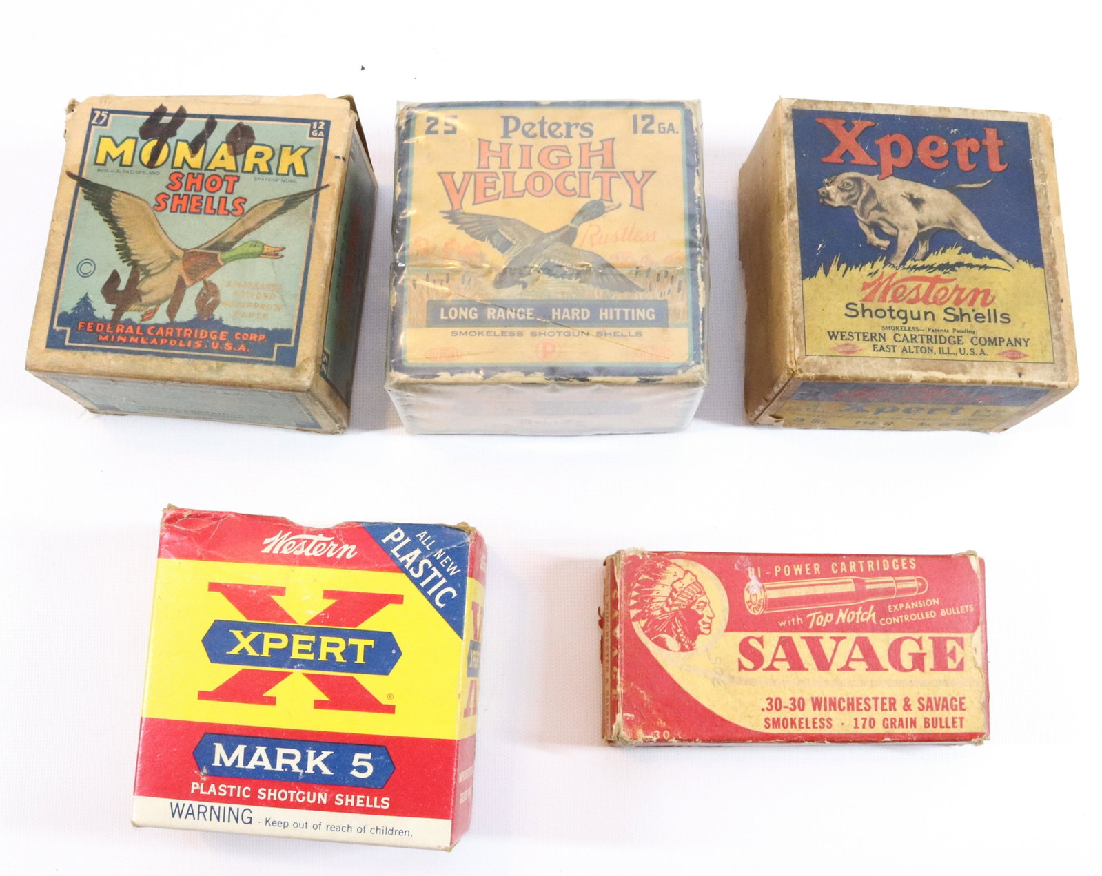 LOT OF VINTAGE AMMO BOXES: (5) ANTIQUE WINCHESTER, SAVAGE, AND FEDERAL SHOT BOXES - ALL ARE EMPTY Terms: Hartzell’s Auction Gallery will handle all Background Checks On-Site. Sunday April 3rd from 9:00am till 2:00pm or Mo