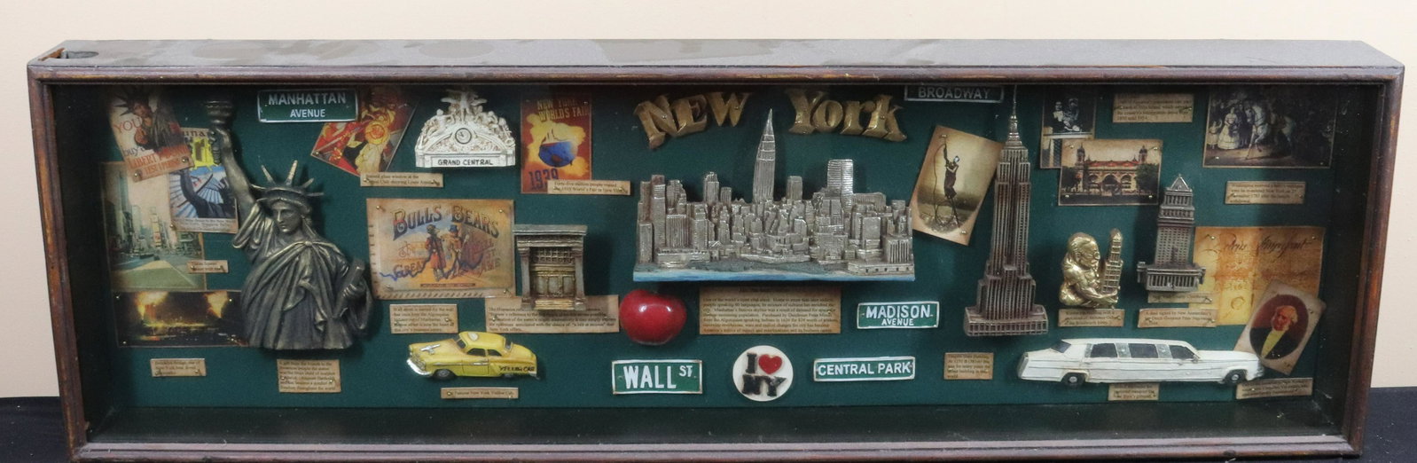 NEW YORK DIORAMA: CONTEMPORARY NEW YORK SOUVENIR PIECES Size: 13" X 41 1/2" Terms: This is an On-Site Auction. Pick-up will be from Monday April 4th – Thursday April 7th from 9:00am till 4:00pm OR BY APPOINTMENT.