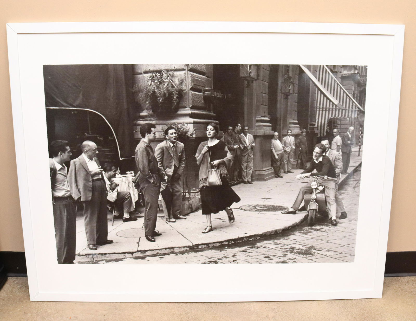 GROUP LOT OF BLACK/WHITE POSTERS: GODFATHER MOVIE POSTER, SOPRANOS/GODFATHER/WISE GUYS POSTER AND ITALIAN PRINT OF BEAUTIFUL WOMAN WALKING Size: LARGEST FRAMED 35 1/2" X 46 3/4" Terms: This is an On-Site Auction. Pick-up will be from