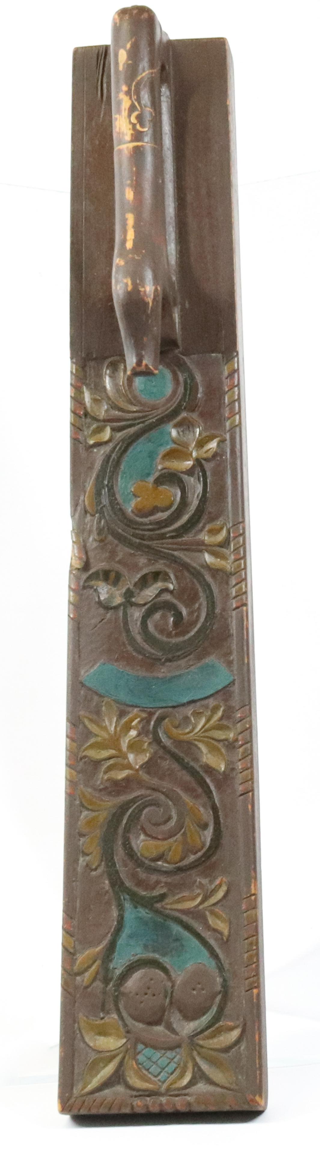 Hand Carved Danish Magle Board: Dog Handle with Flower and Vine Design SIZE: 26" L