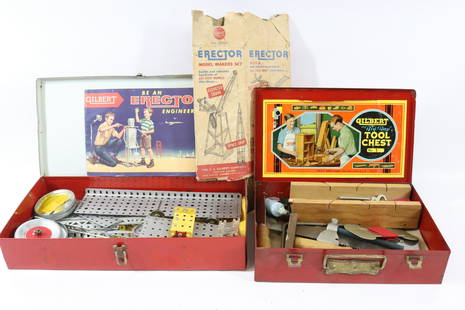 GILBERT ERECTOR SET AND TOOL CHEST: ERECTOR SET NO. 10042 - GILBERT "BIG BOY" TOOL CHEST NO. 1