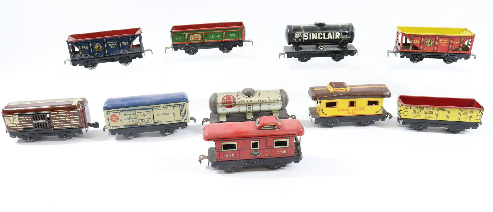 GROUP LOT OF TIN LITHO RAILROAD CARS (1 of 6)
