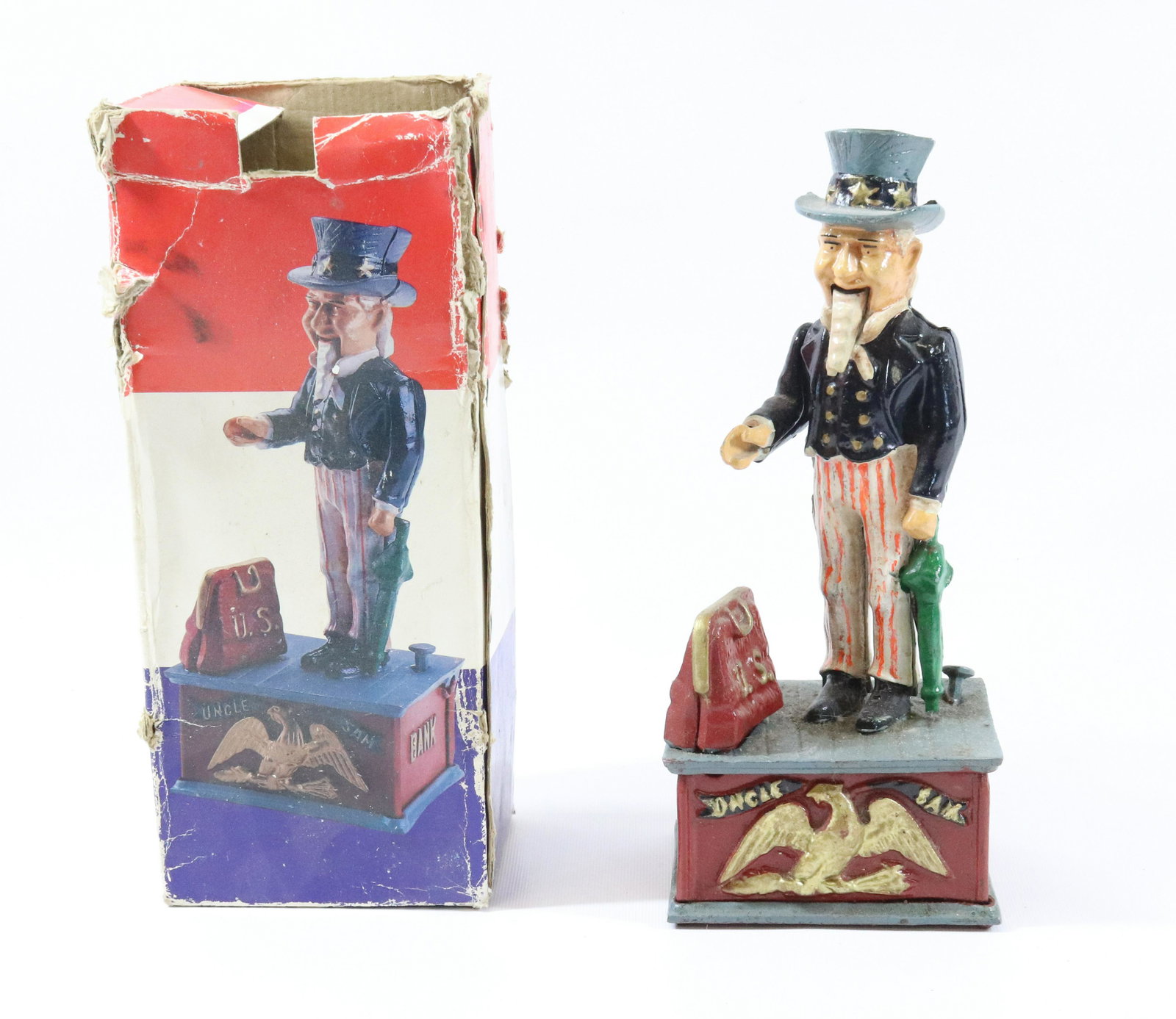 CAST IRON UNCLE SAM BANK WITH BOX (1 of 4)