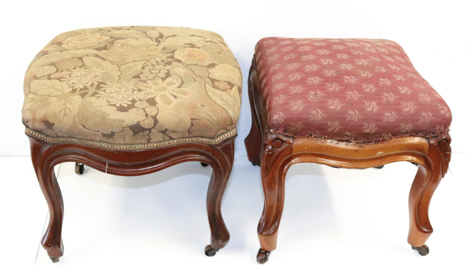 (2) UPHOLSTERED FOOTSTOOLS (1 of 3)