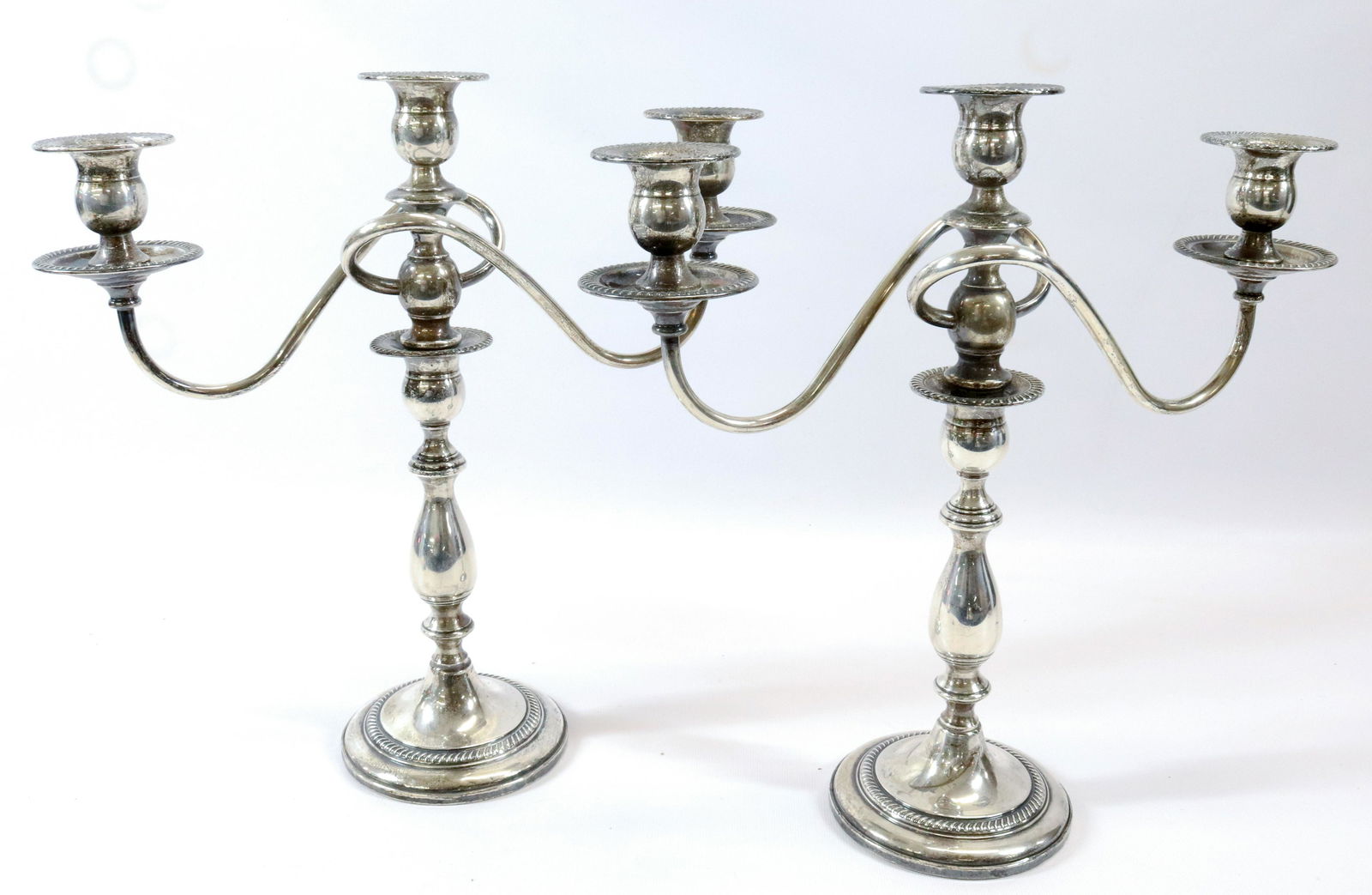 PAIR OF STERLING SILVER CANDELABRAS (1 of 4)
