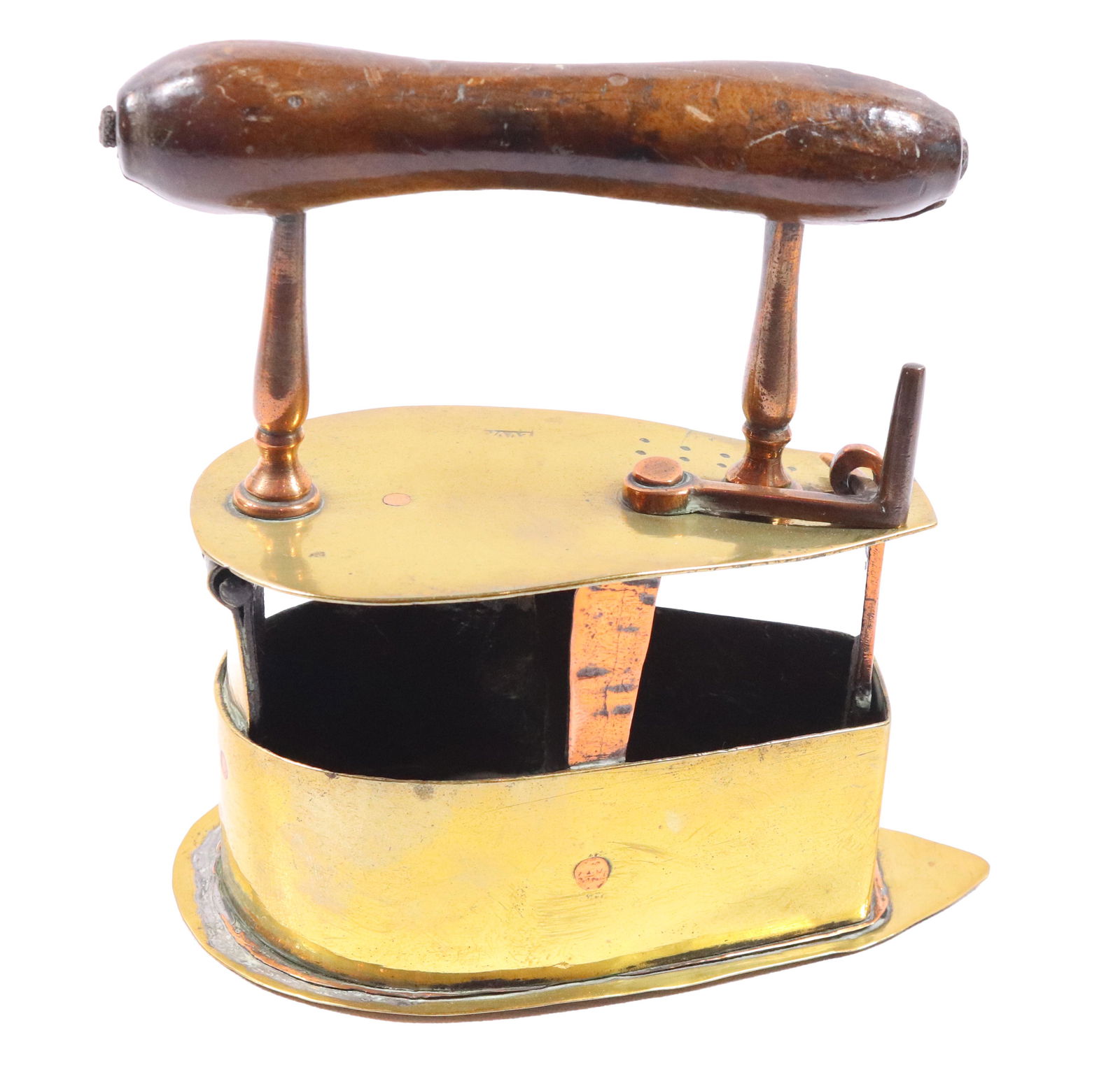 19TH C. BRASS CHARCOAL IRON (1 of 6)